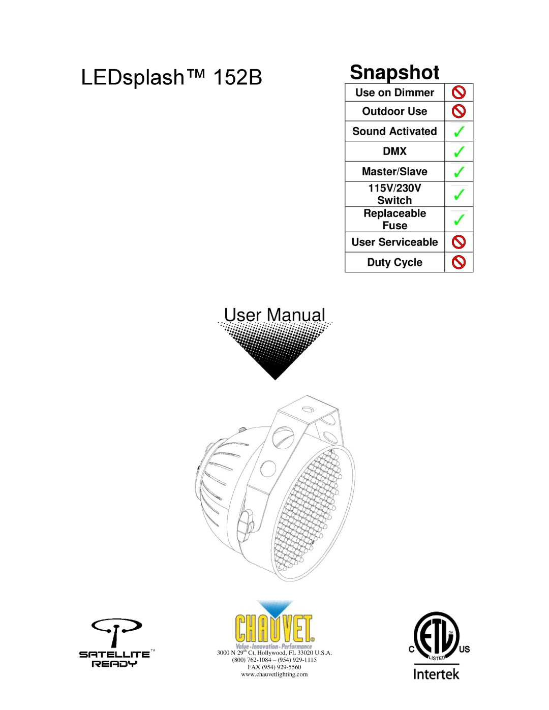 Chauvet user manual LEDsplash 152B 