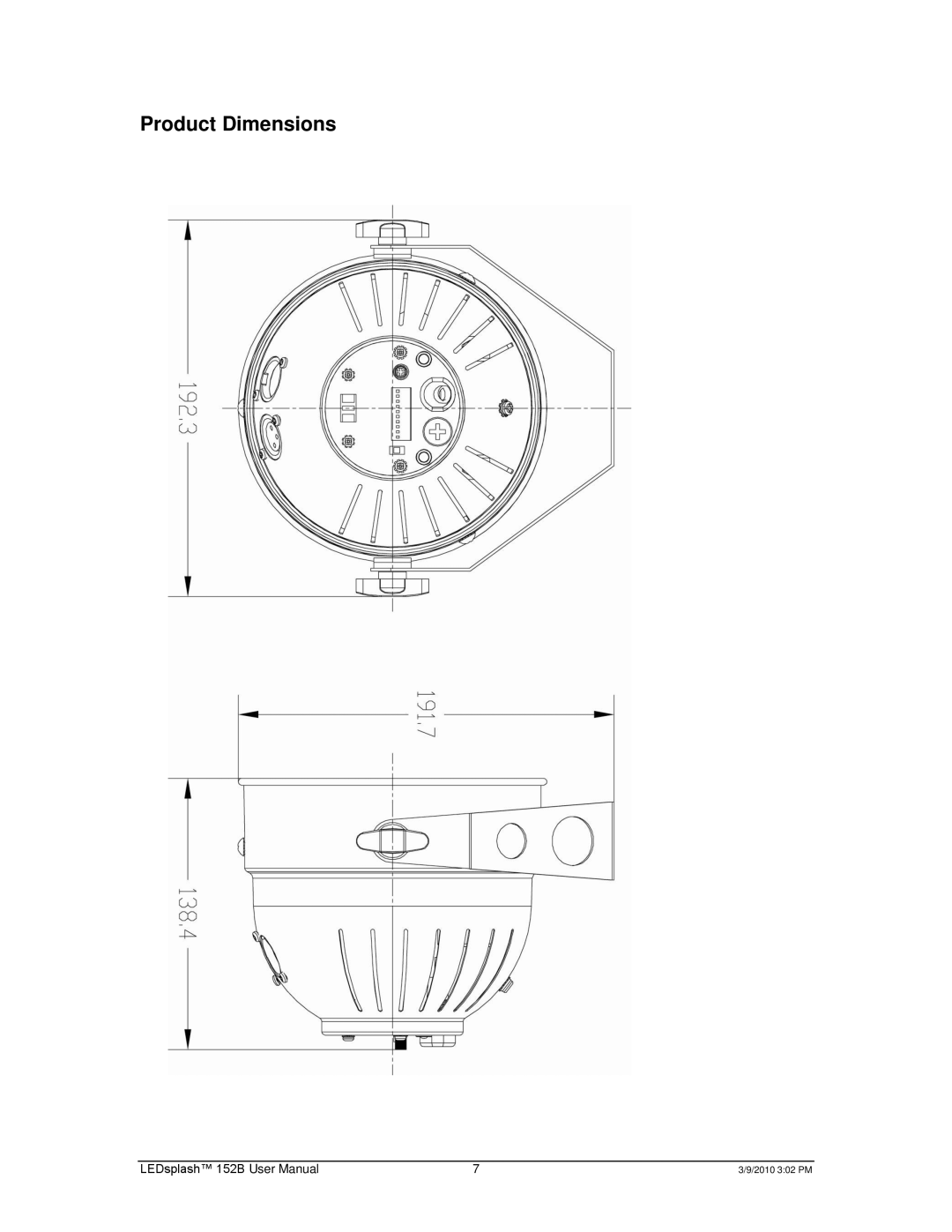 Chauvet 152B user manual Product Dimensions 