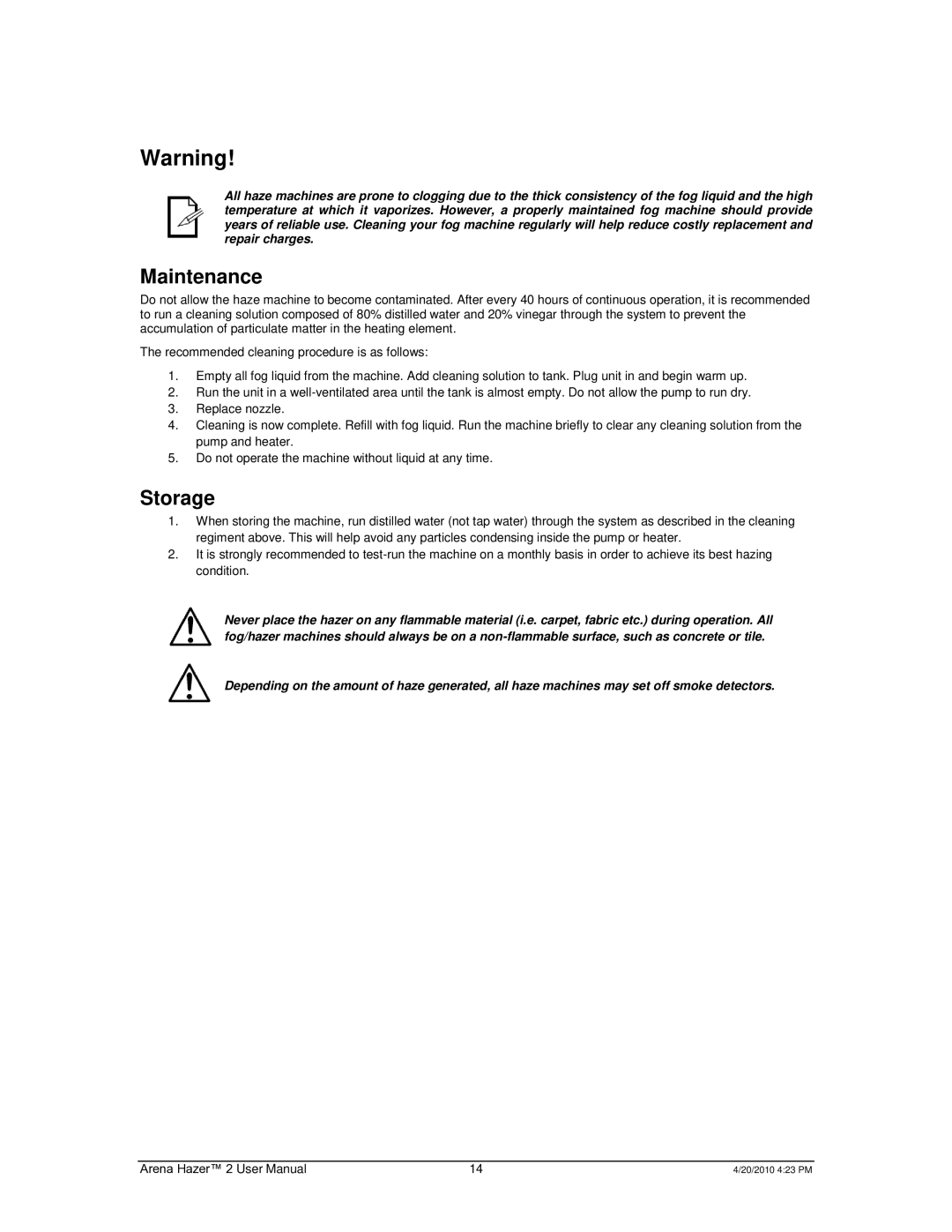 Chauvet 2 user manual Maintenance 