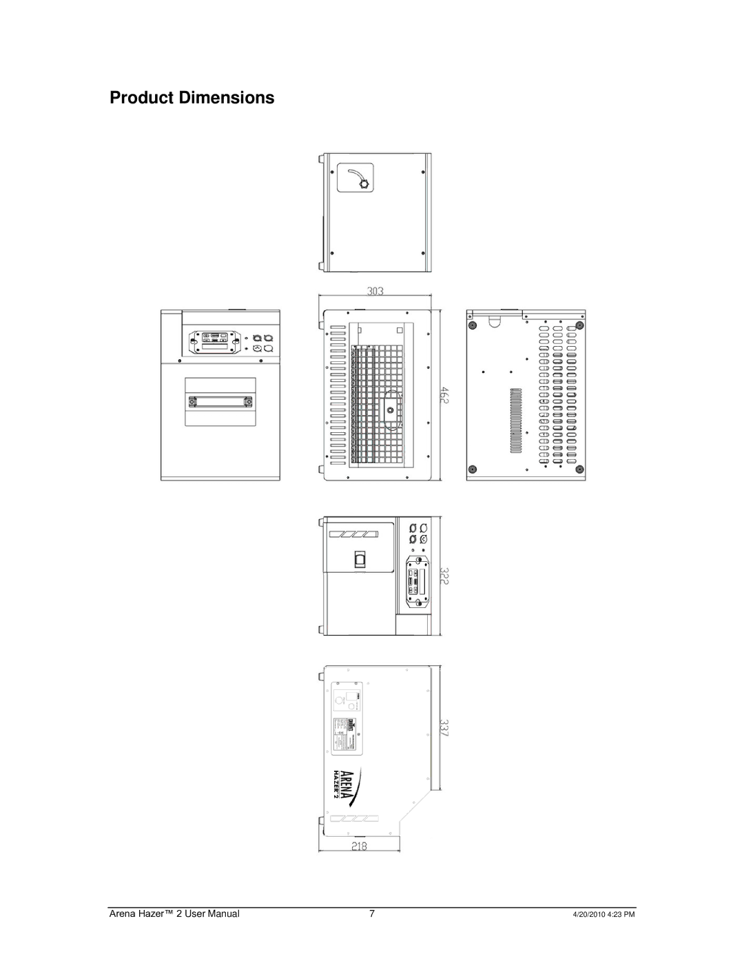 Chauvet 2 user manual Product Dimensions 