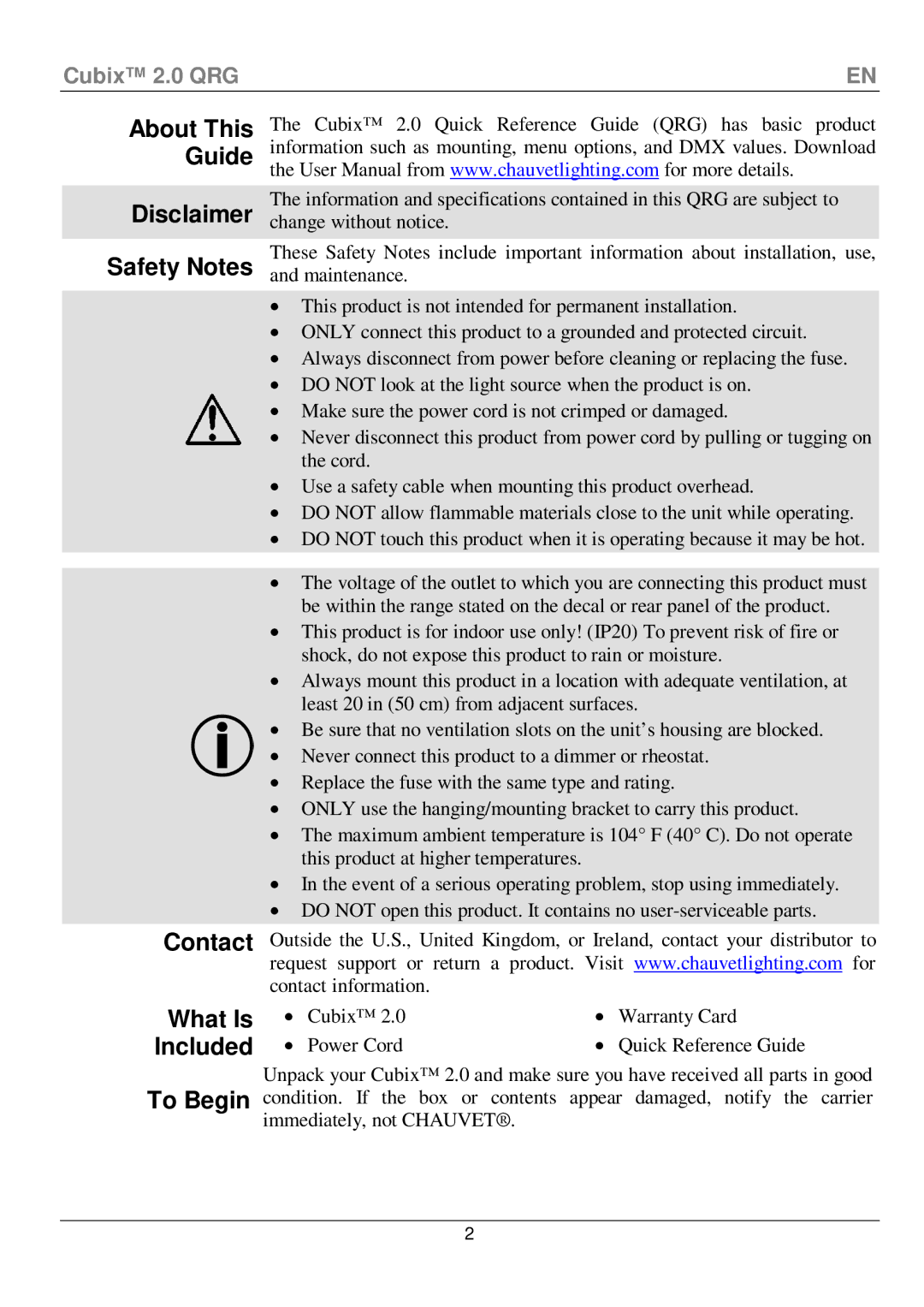 Chauvet 2 manual Disclaimer Safety Notes, What Is, About This Guide 