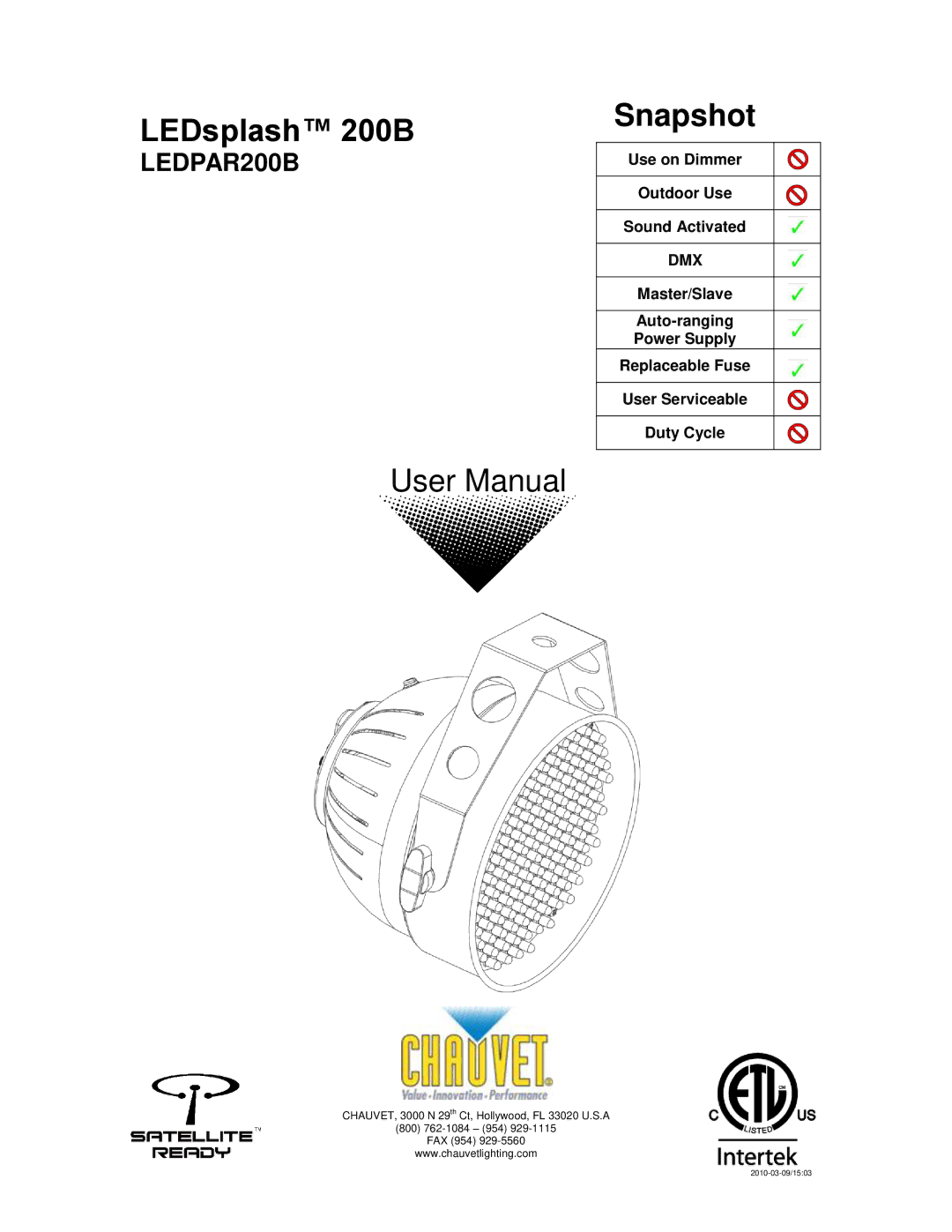 Chauvet user manual LEDsplash 200B 