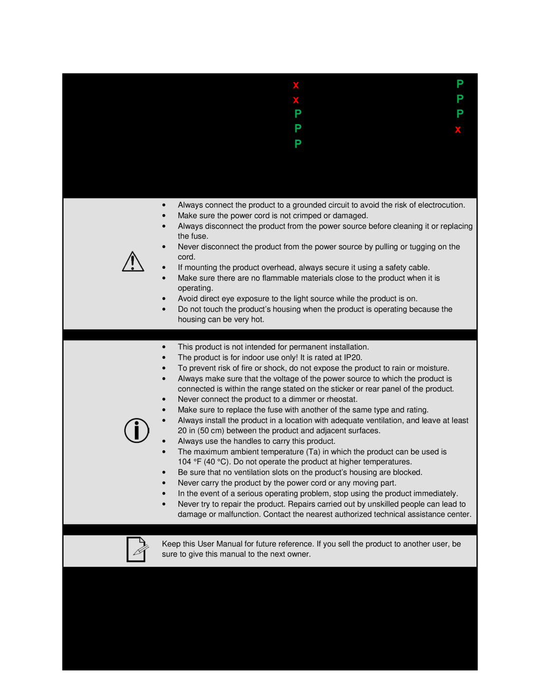 Chauvet 250irc user manual Product at a Glance, Safety Notes, P P P 