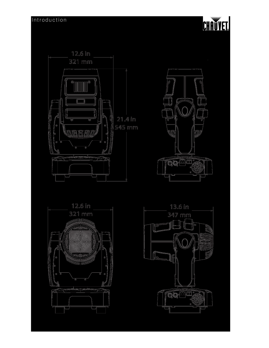 Chauvet 260 LED user manual Product Dimensions, Introduction 