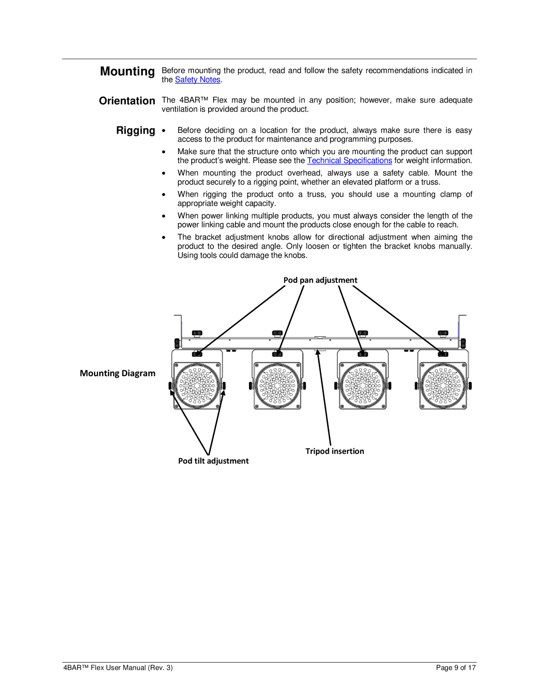 Chauvet 3030504 user manual Mounting Diagram 