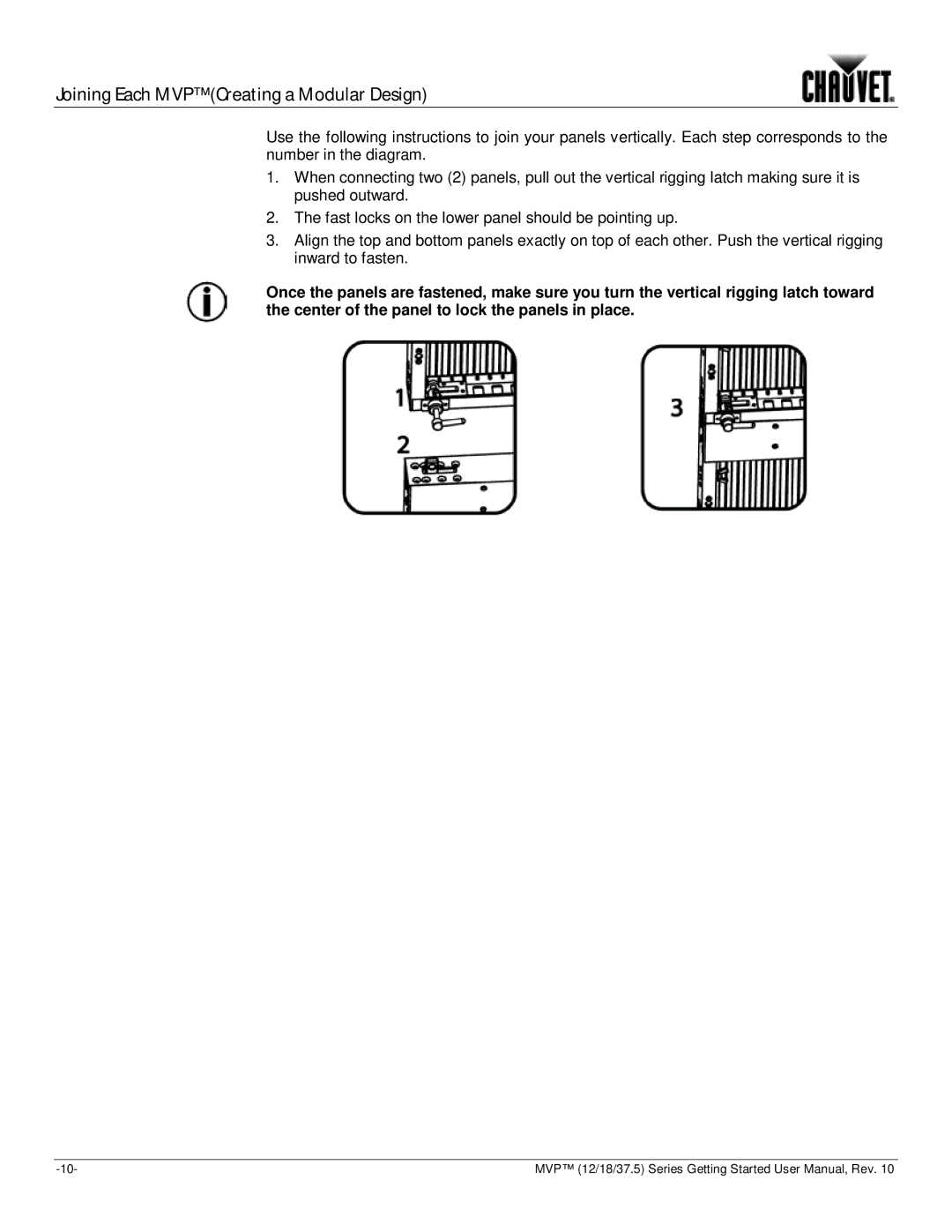 Chauvet 12, 37.5, 18 user manual Joining Each MVP Creating a Modular Design 