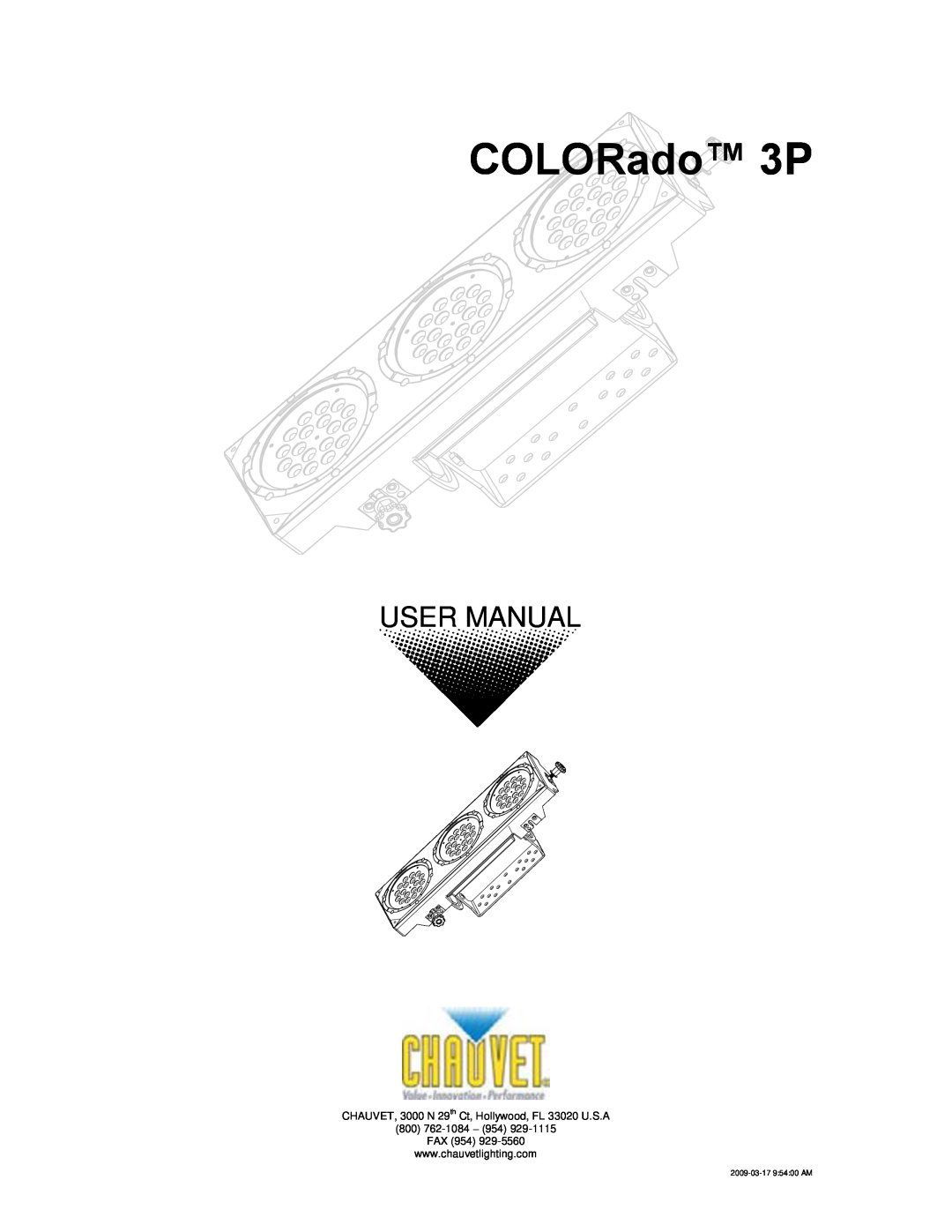 Chauvet user manual COLORado 3P, User Manual, 2009-03-17 95400 AM 