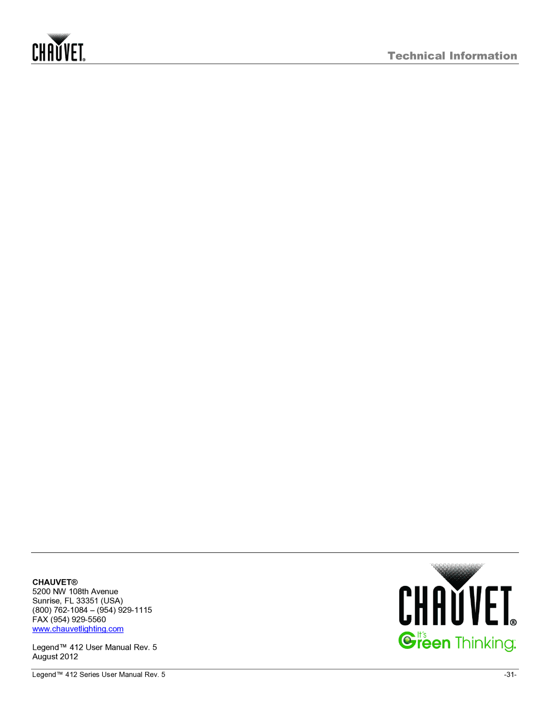 Chauvet 412VW user manual Chauvet 