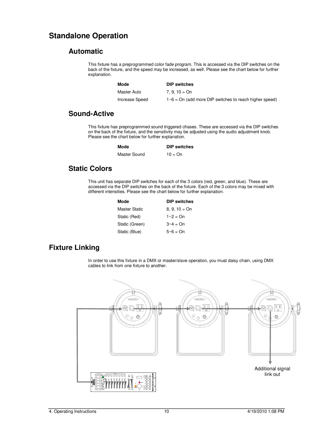 Chauvet 56C user manual Standalone Operation, Automatic 