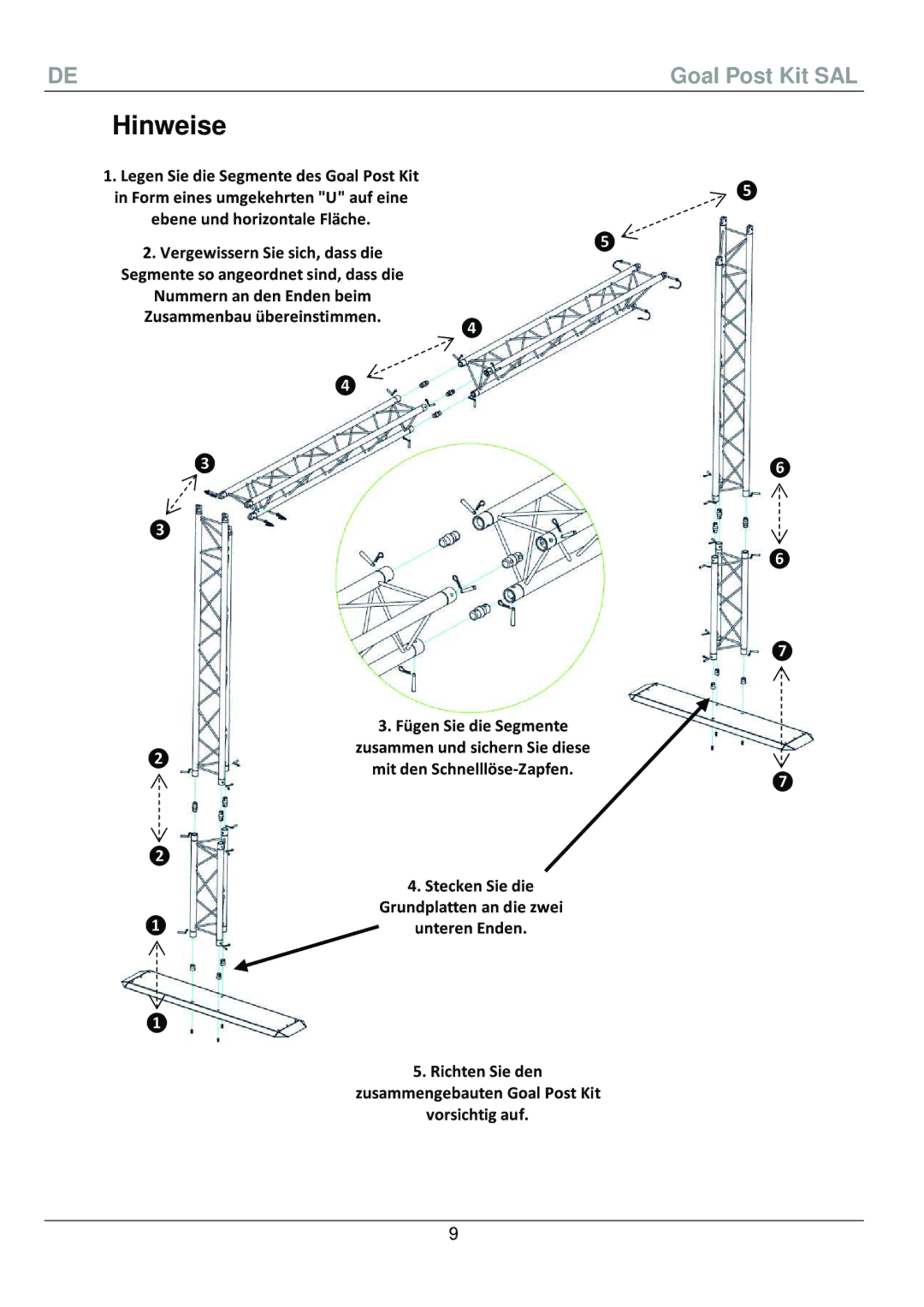 Chauvet 595 manual Fügen Sie die Segmente 