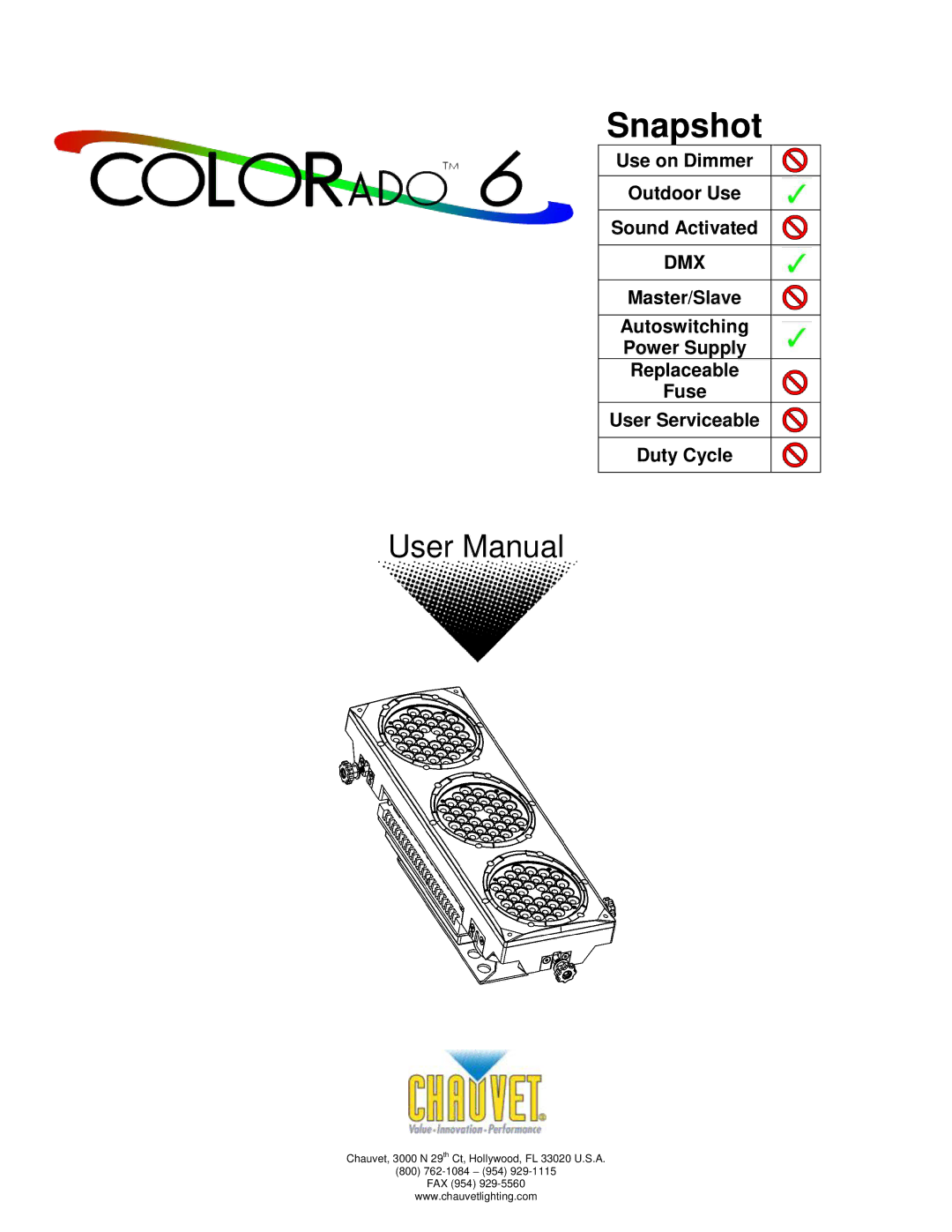 Chauvet 6 user manual Snapshot 