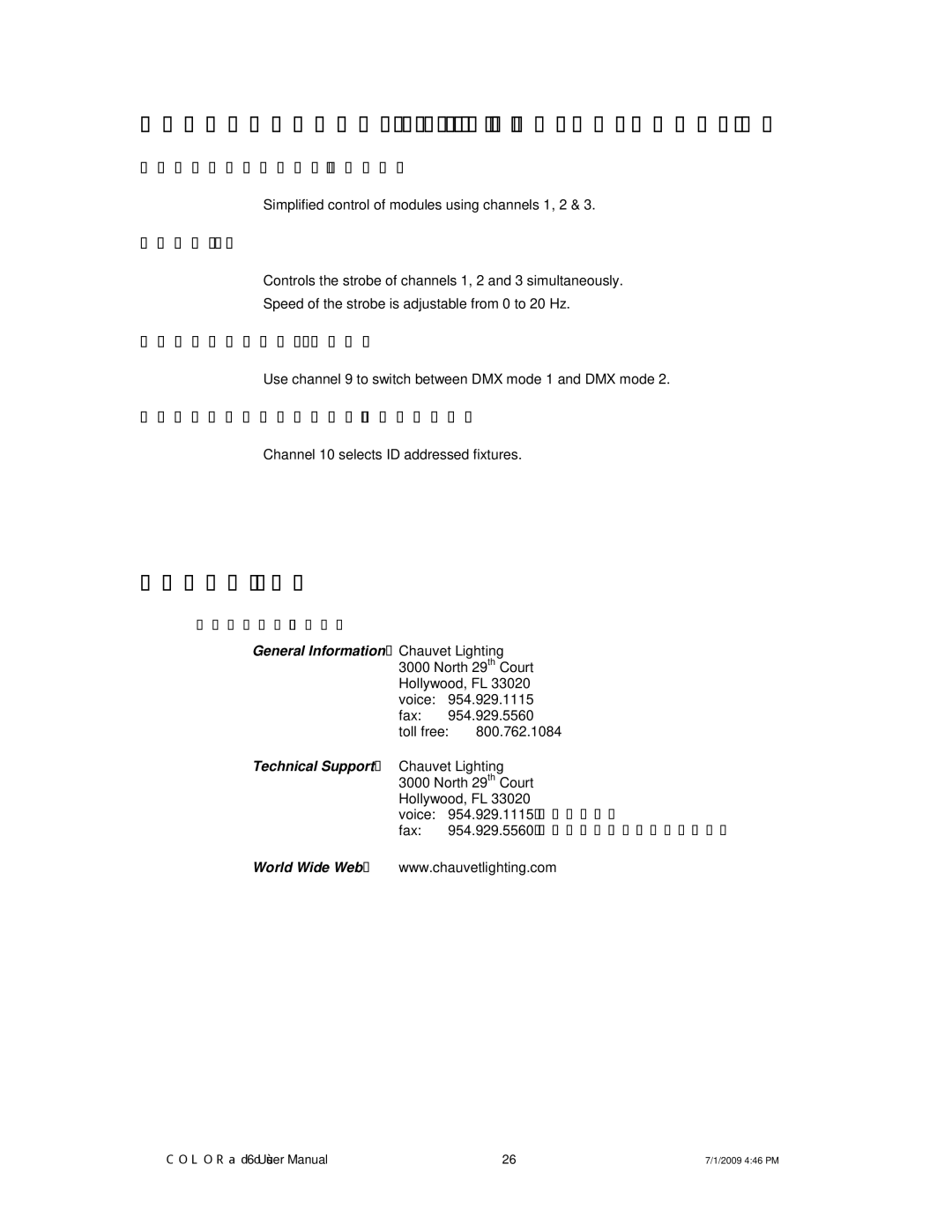 Chauvet 6 user manual Important Notes about Stage 1+ Stage 2 DMX Mode, Contact Us 