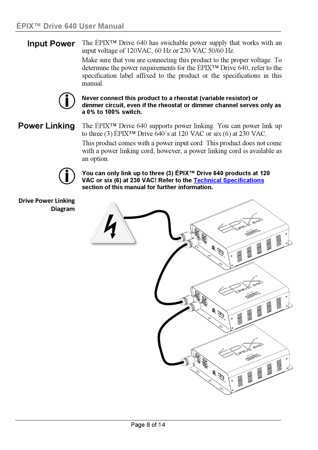 Chauvet 640 user manual Input Power, Manual 