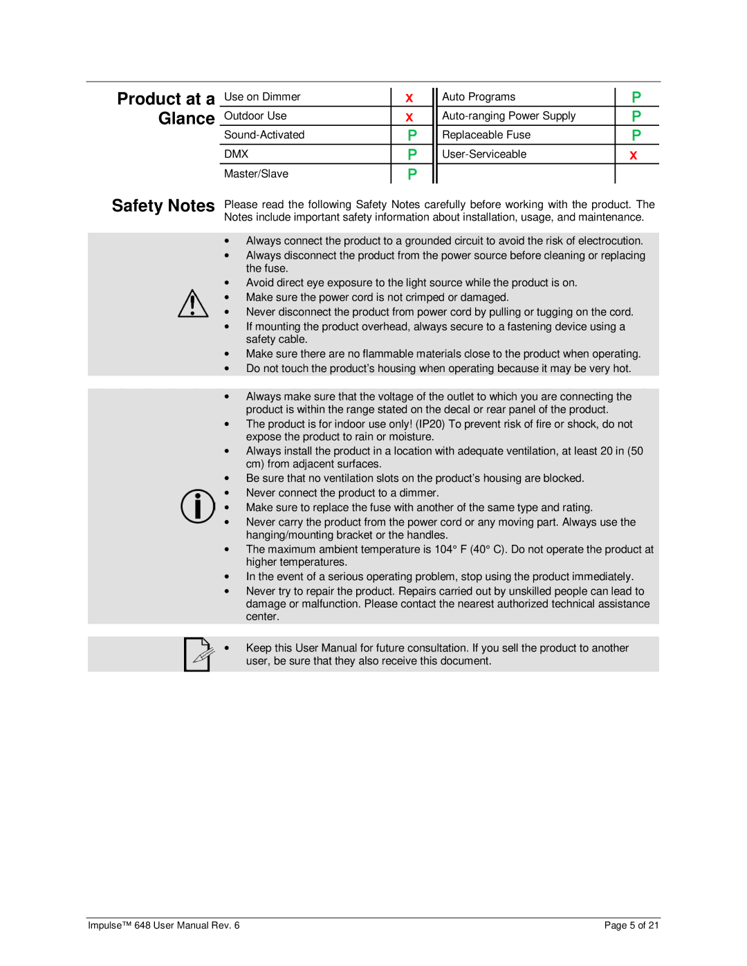 Chauvet 648 user manual Product at a Glance, Dmx 