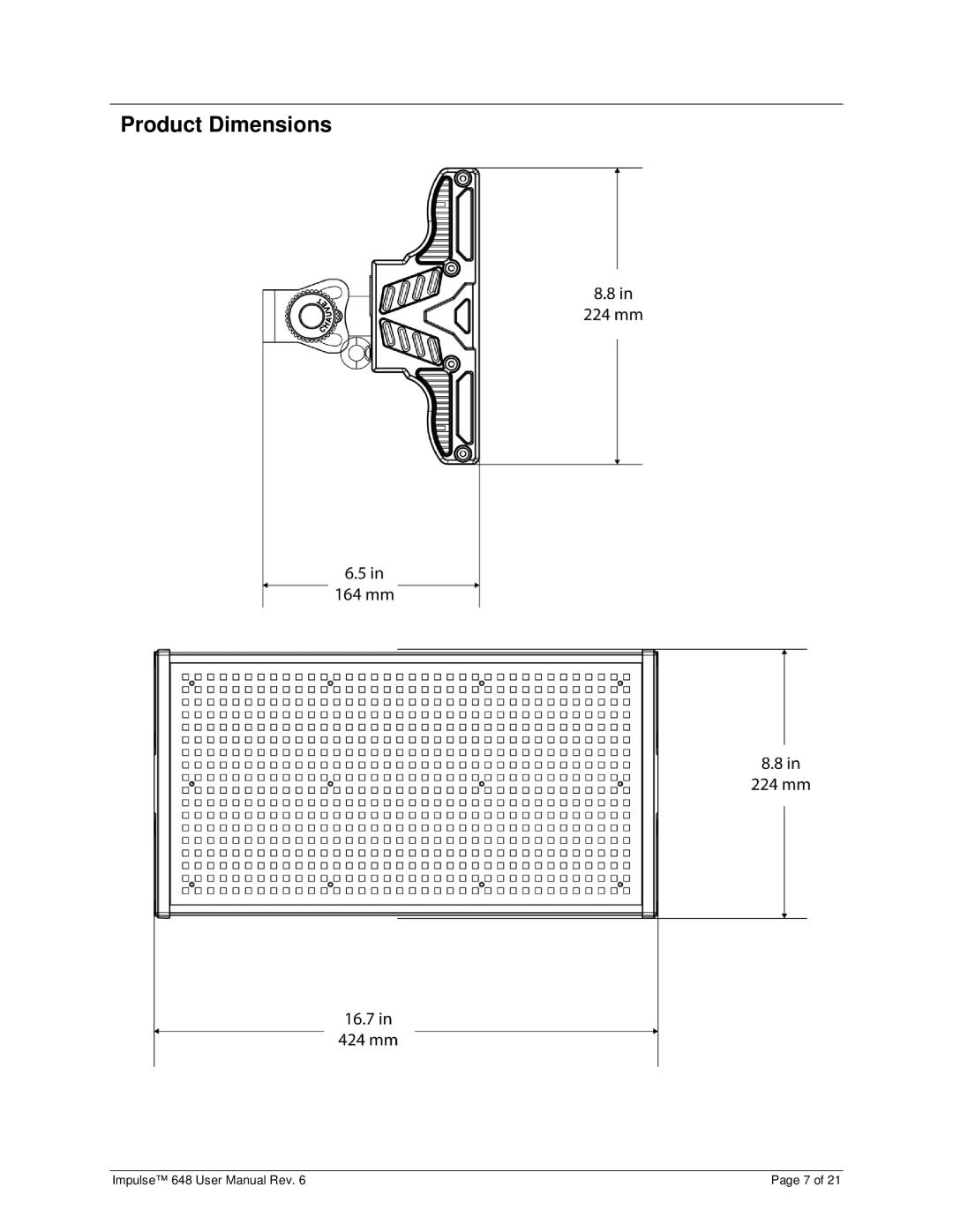 Chauvet 648 user manual Product Dimensions 