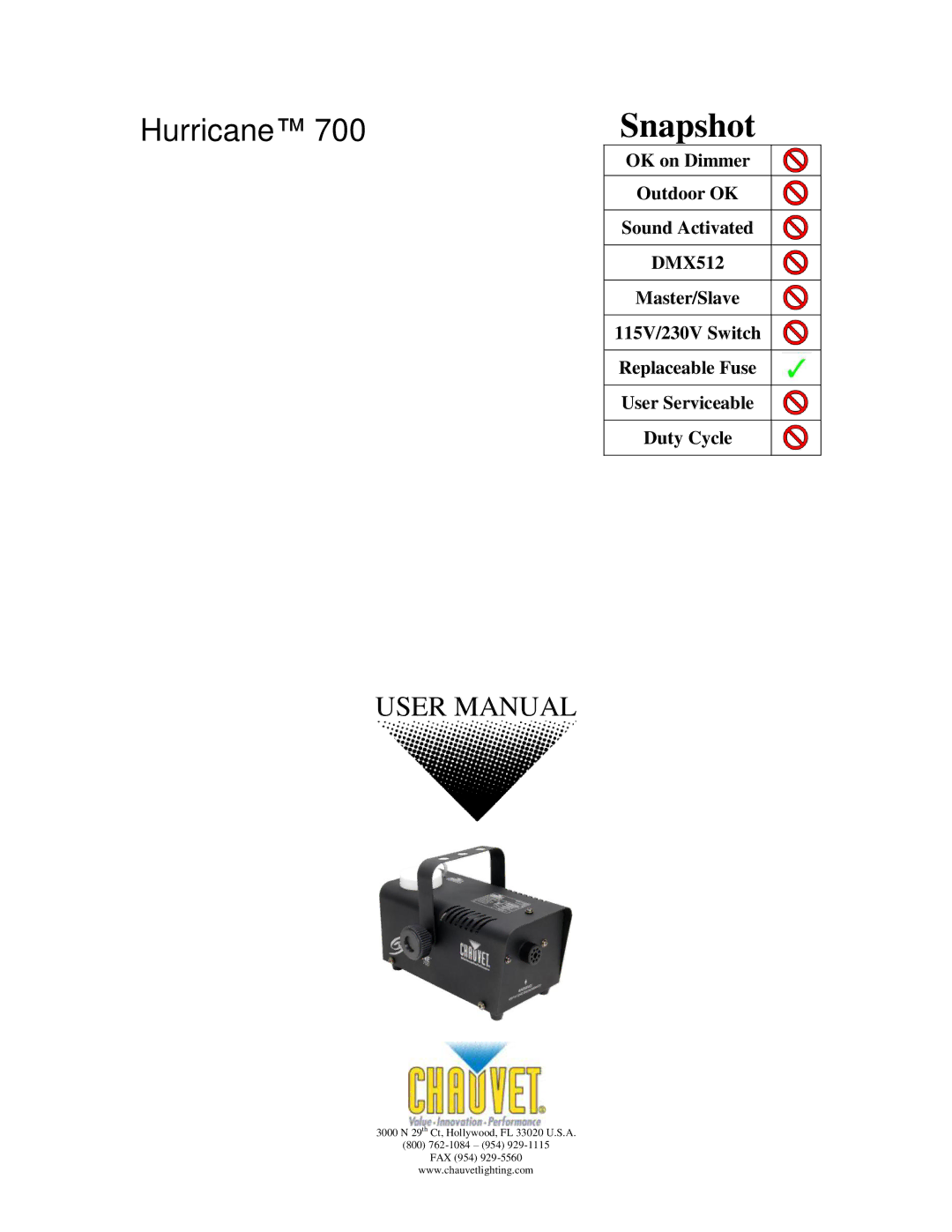 Chauvet 700 user manual Snapshot 