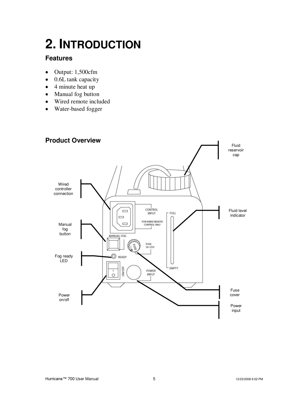 Chauvet 700 user manual Introduction, Features, Product Overview 