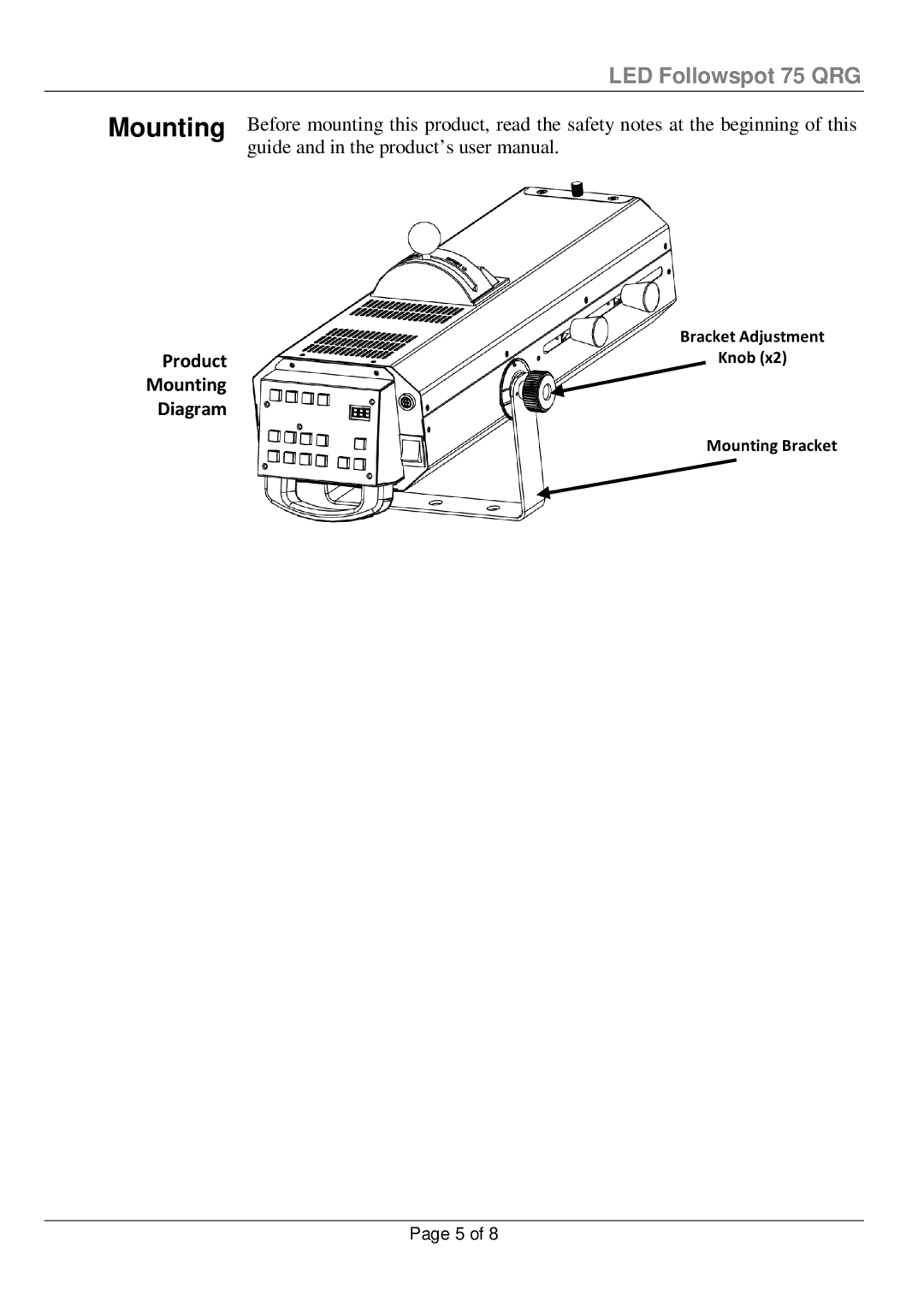 Chauvet 75 manual Mounting 