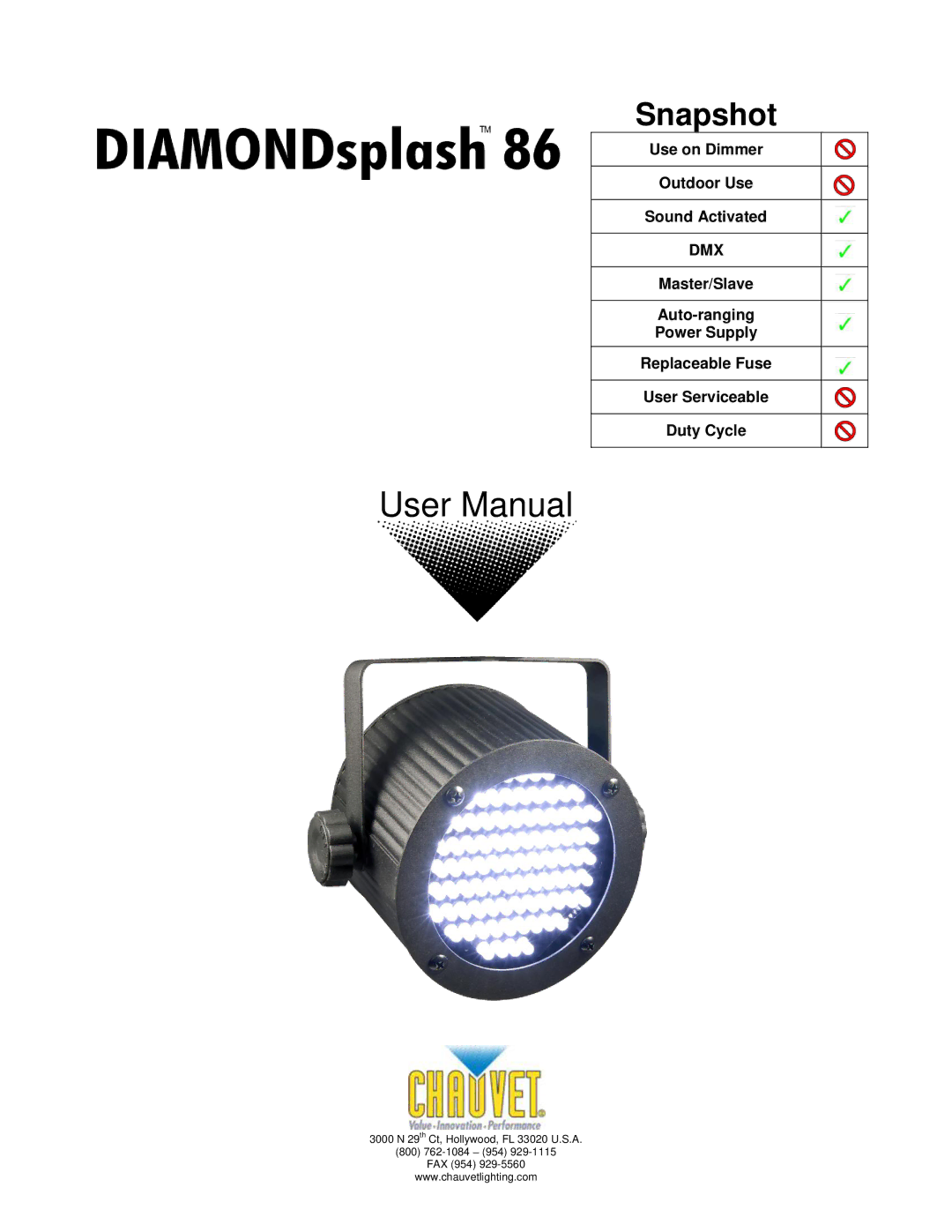 Chauvet 86 user manual Snapshot 