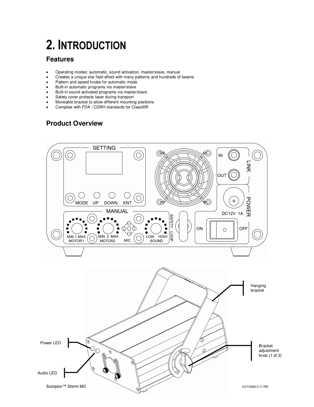 Chauvet CHAOVET user manual Introduction, Features, Product Overview 