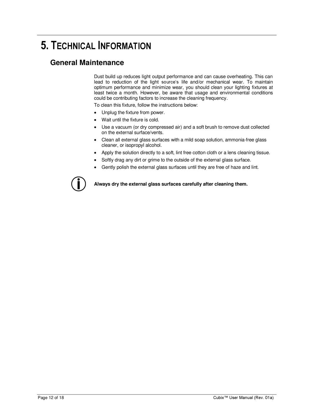 Chauvet CUBIX user manual Technical Information, General Maintenance 