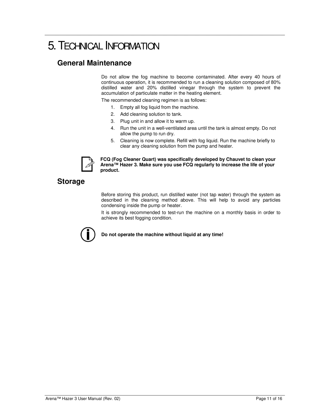 Chauvet DJ Equipment user manual Technical Information, General Maintenance, Storage 