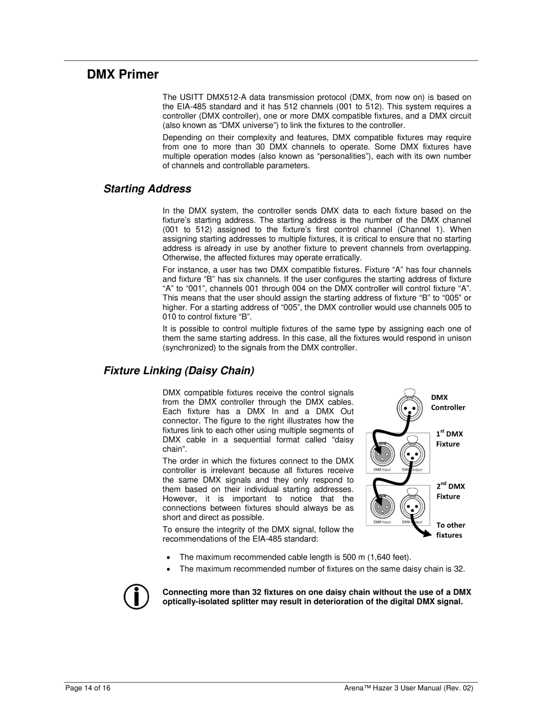 Chauvet DJ Equipment user manual DMX Primer, Fixture Linking Daisy Chain 