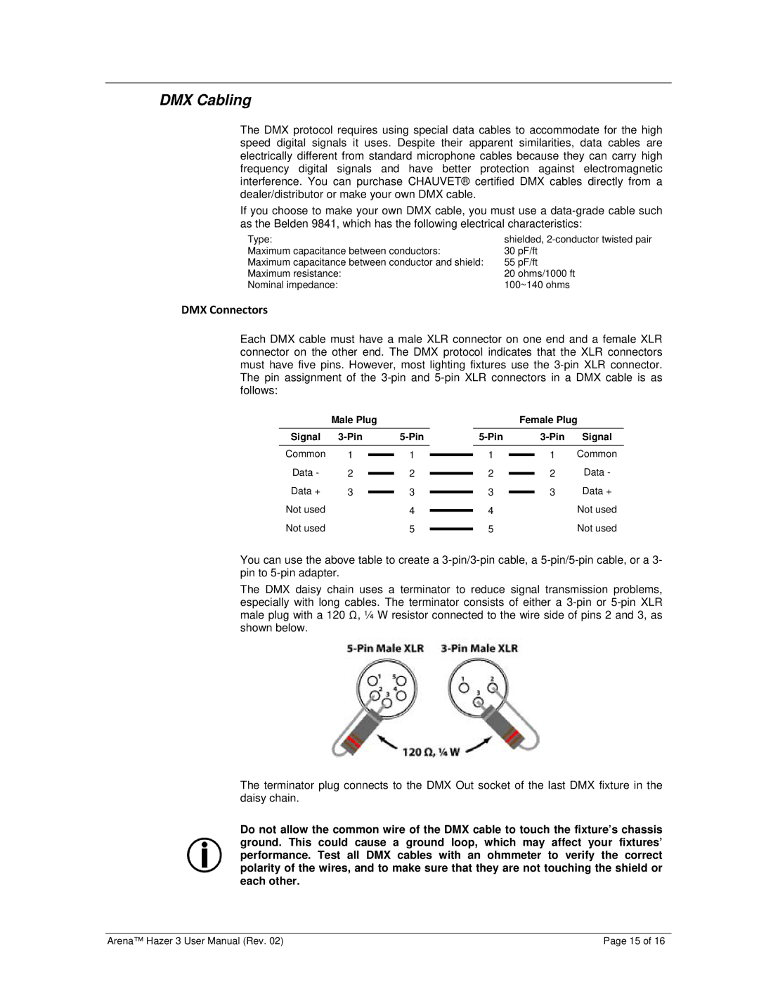 Chauvet DJ Equipment user manual DMX Cabling, DMX Connectors 