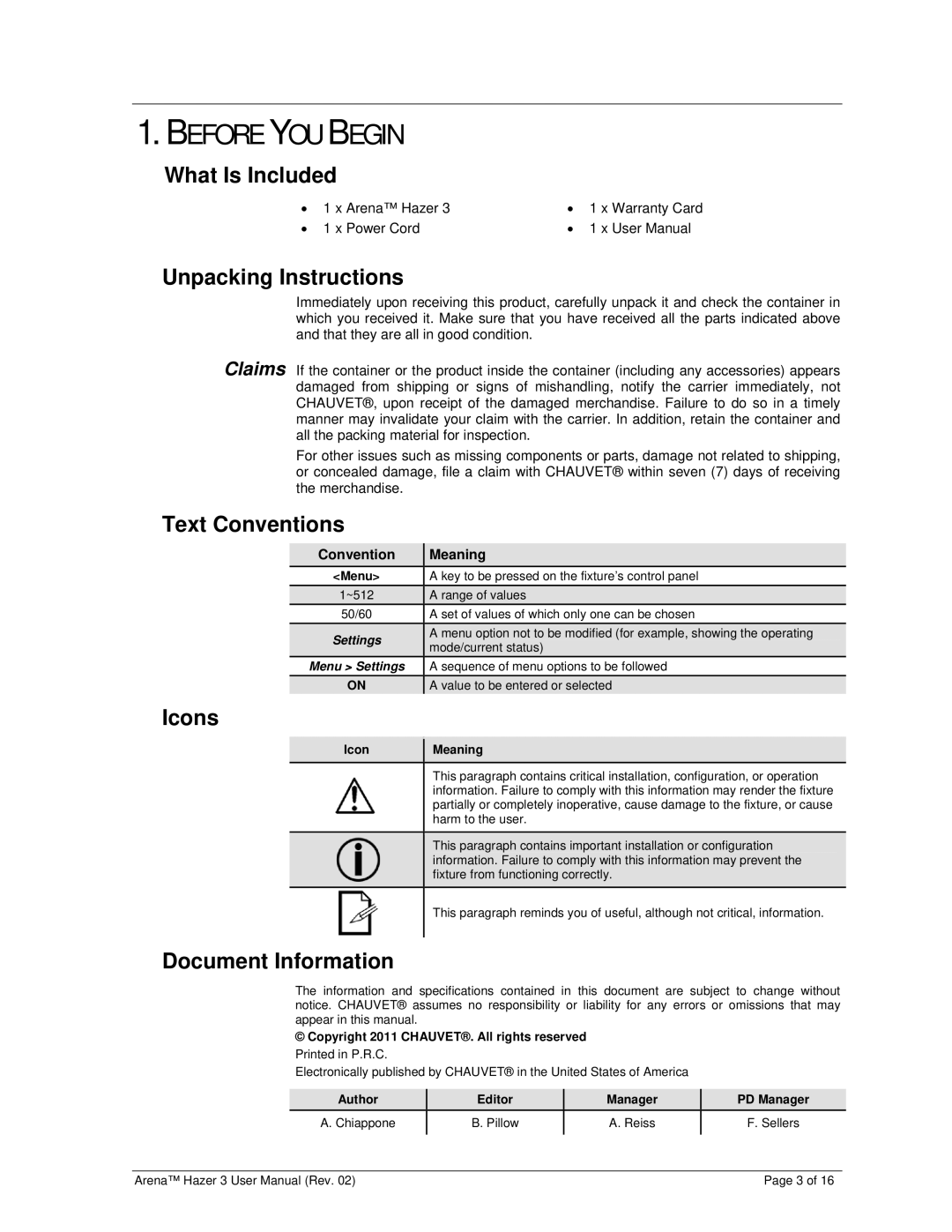 Chauvet DJ Equipment user manual Before YOU Begin 