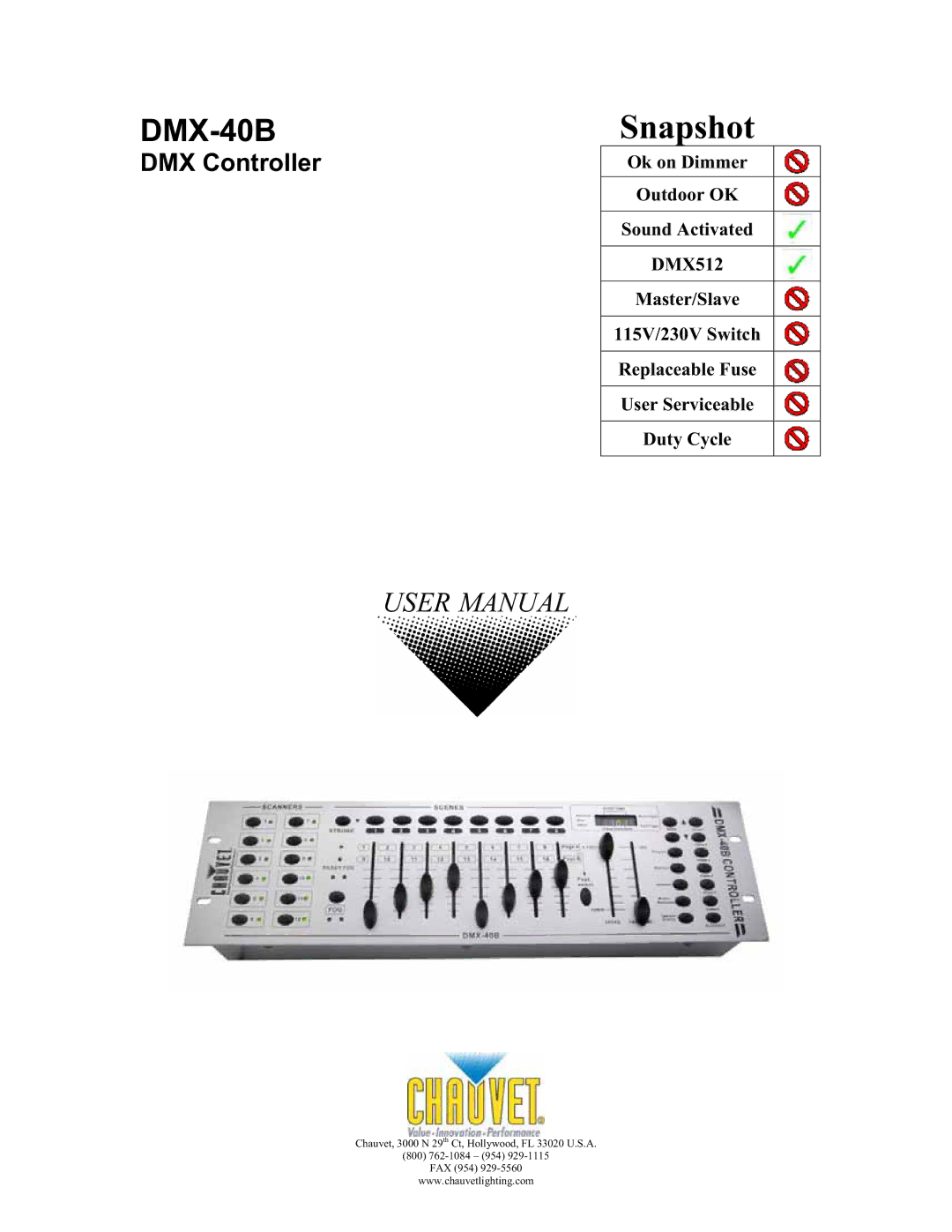 Chauvet DMX-40B user manual Snapshot 