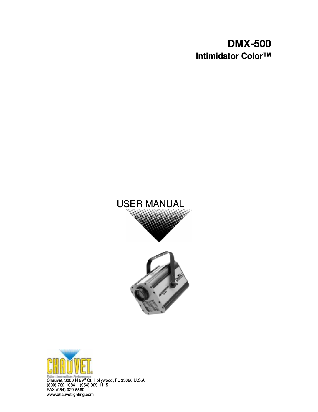 Chauvet DMX-500 user manual Intimidator Color 