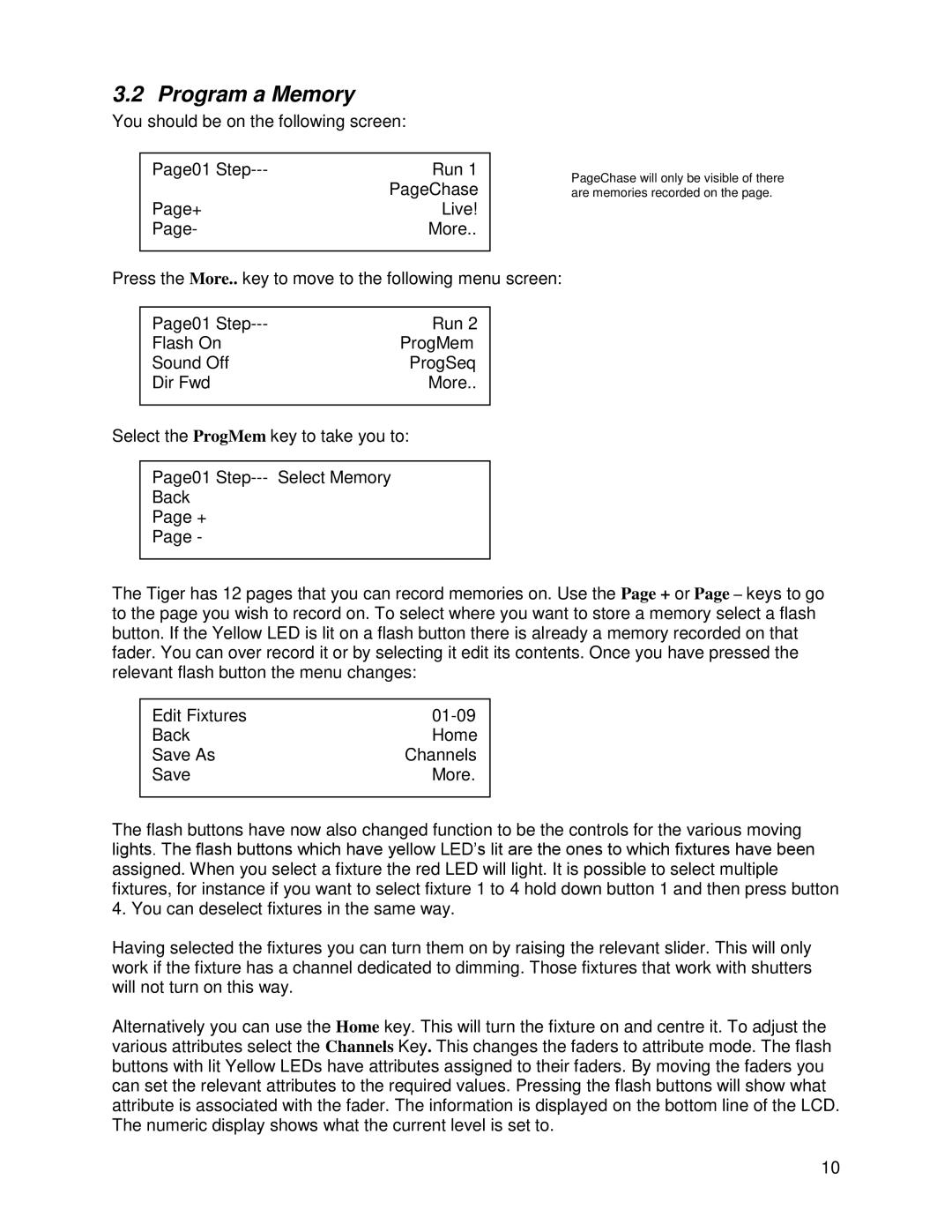 Chauvet DMX 60 user manual Program a Memory 