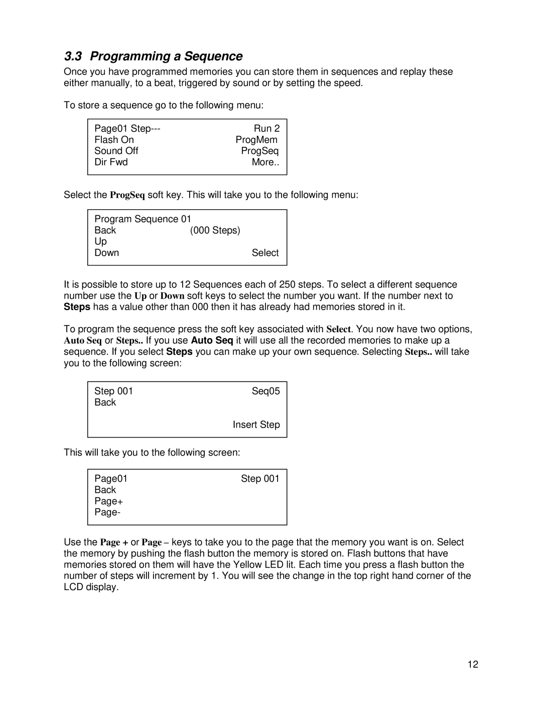 Chauvet DMX 60 user manual Programming a Sequence 