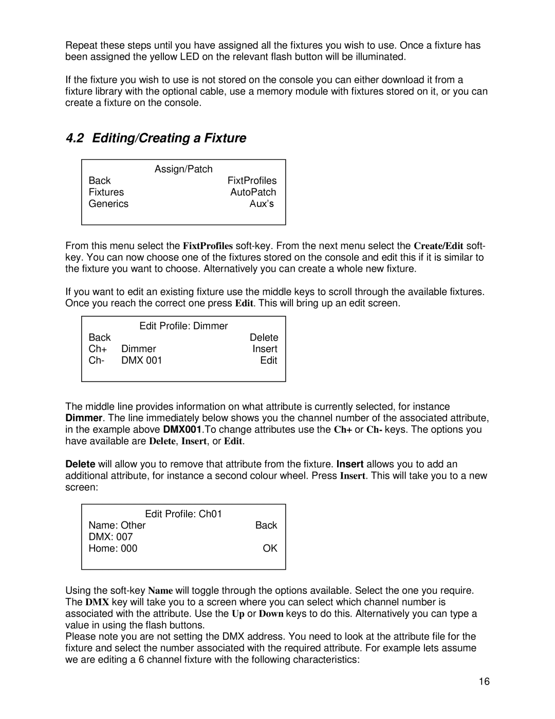 Chauvet DMX 60 user manual Editing/Creating a Fixture 