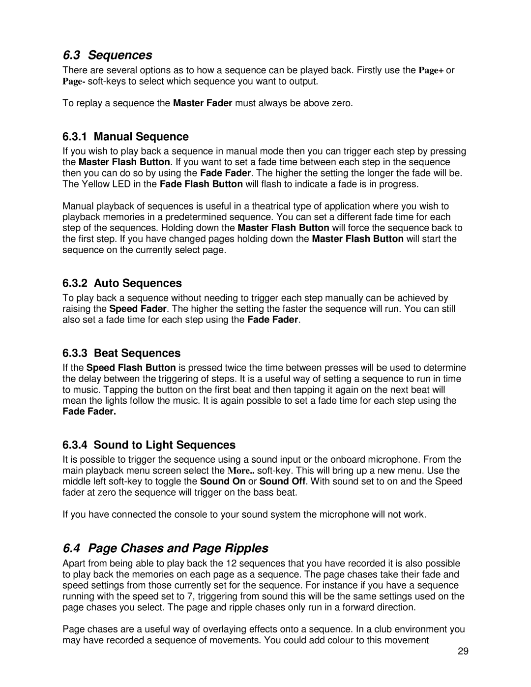 Chauvet DMX 60 user manual Sequences, Chases and Page Ripples 