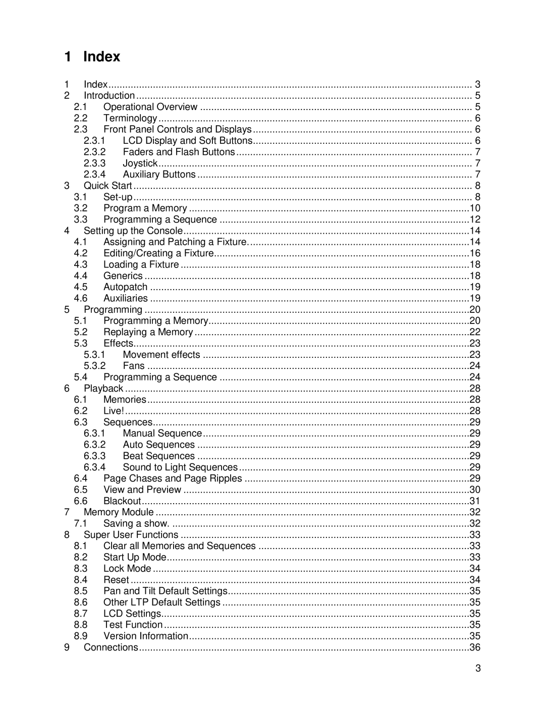 Chauvet DMX 60 user manual Index 