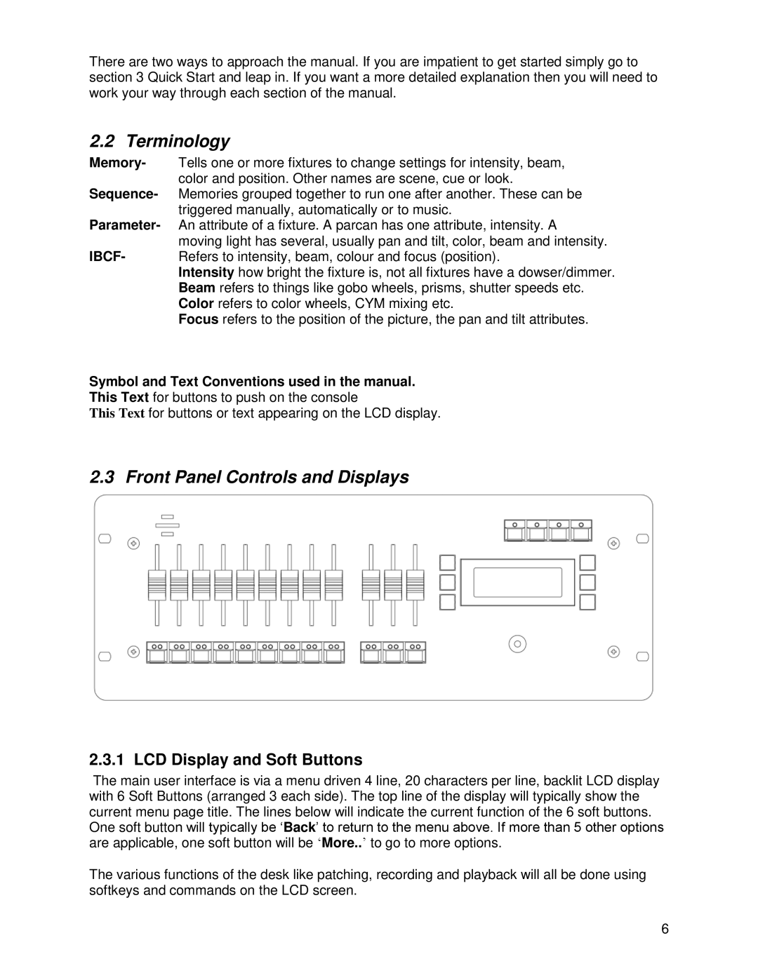 Chauvet DMX 60 user manual Terminology, Front Panel Controls and Displays 