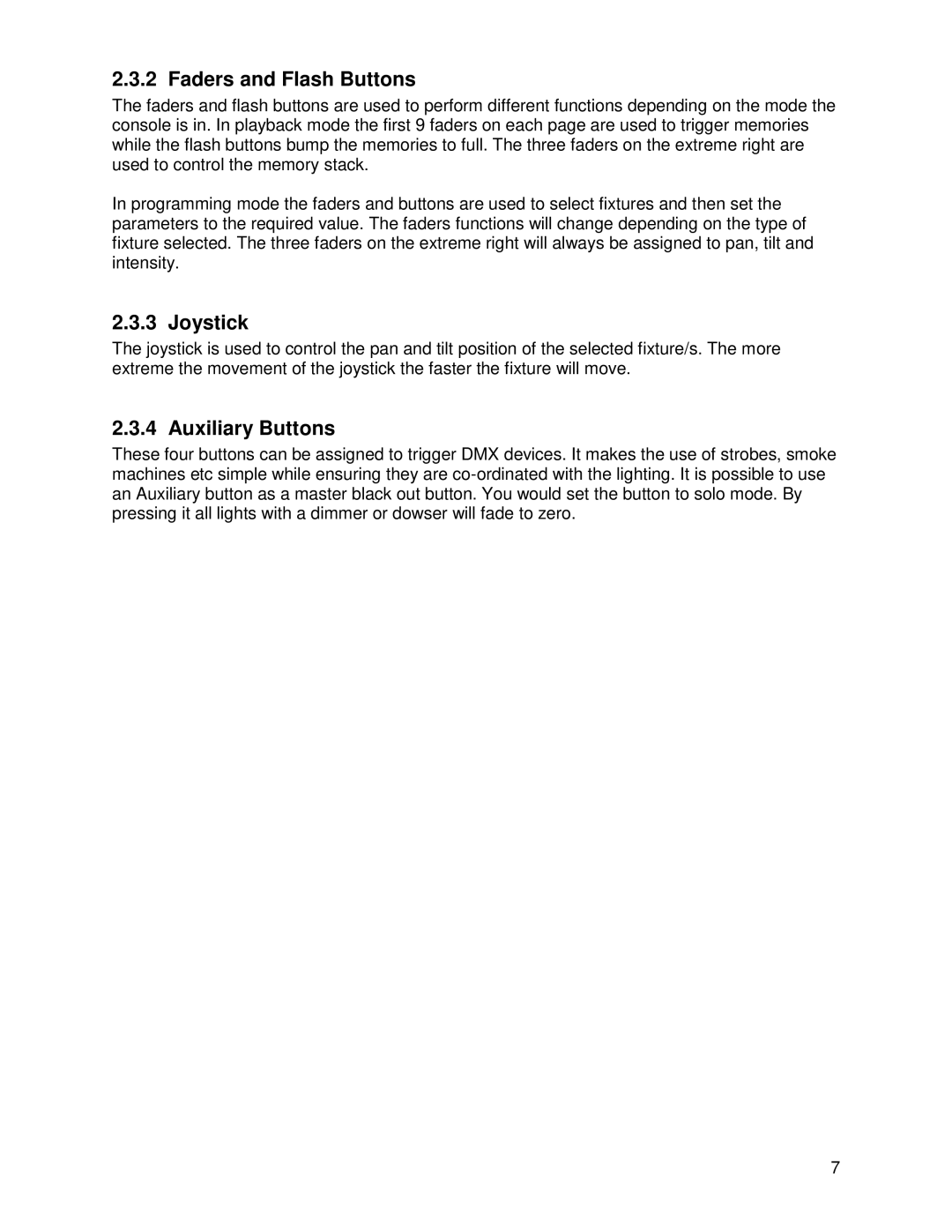 Chauvet DMX 60 user manual Faders and Flash Buttons 