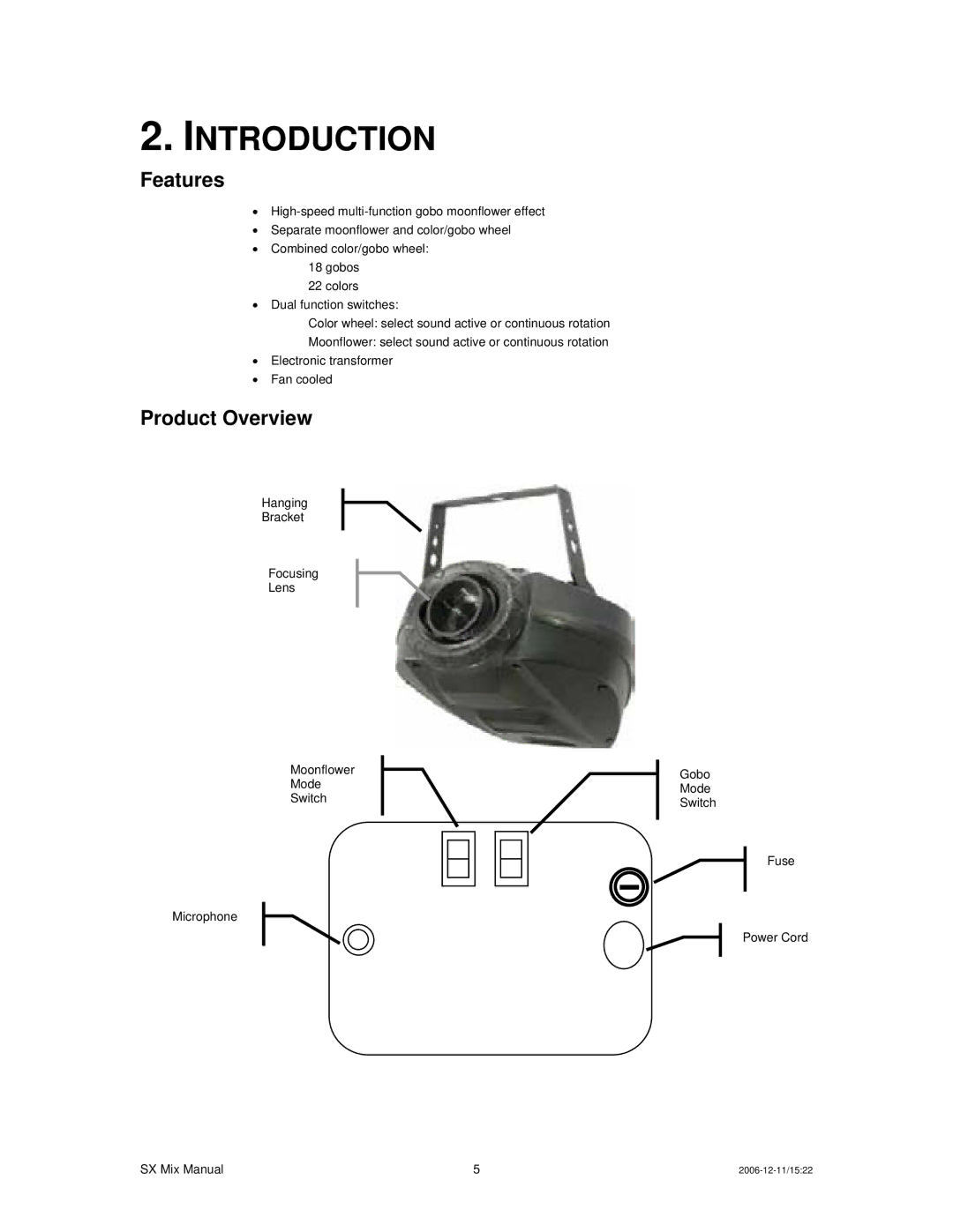 Chauvet DMX512 user manual Introduction, Features, Product Overview 