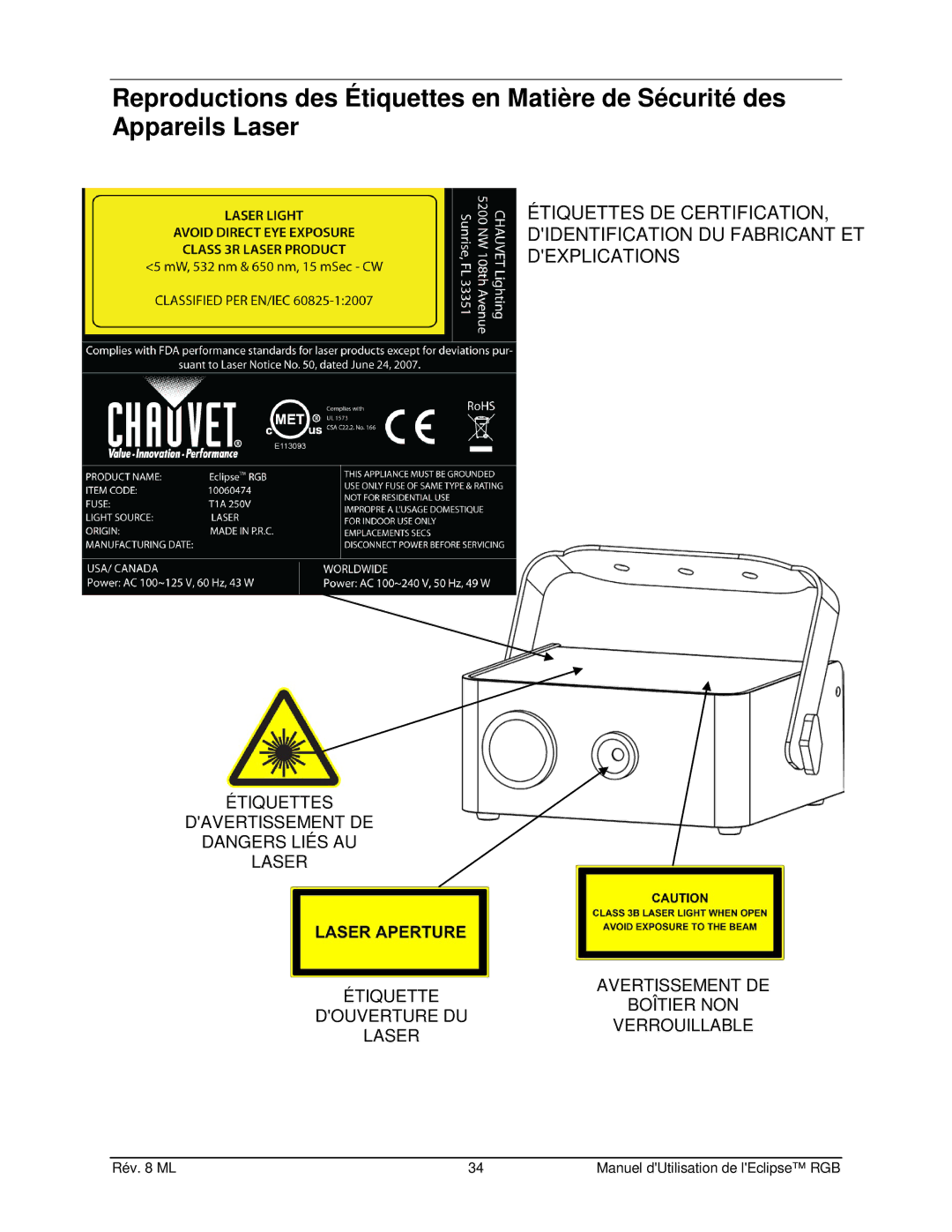 Chauvet EN1EC 60825-1:2007 manual Rév ML 