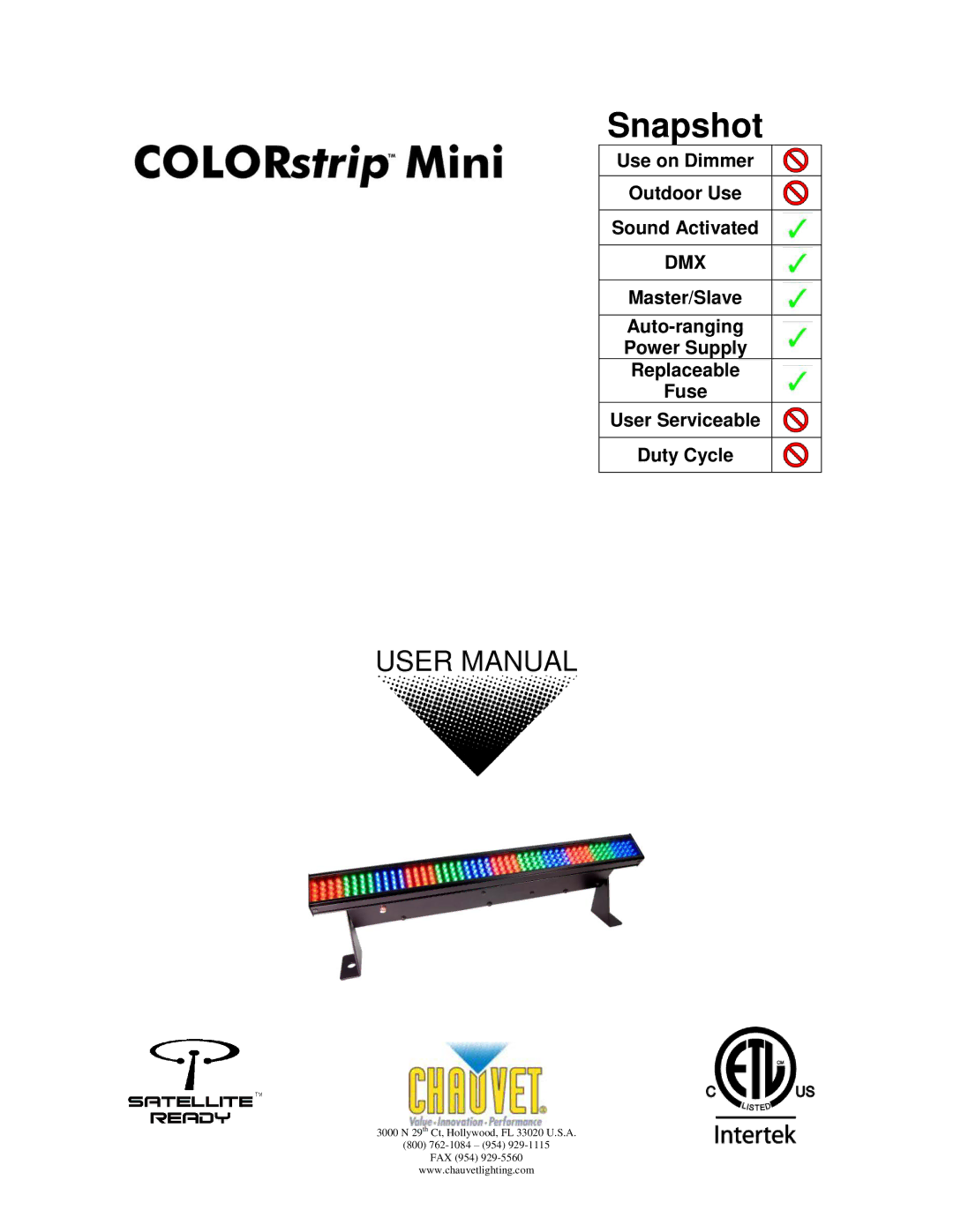 Chauvet Indoor Furnishings user manual Snapshot 