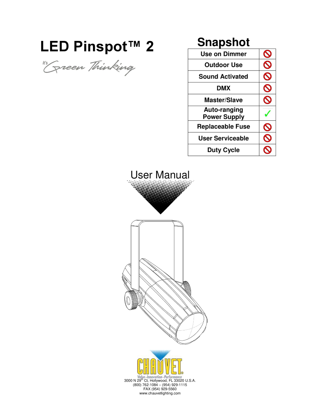 Chauvet Landscape Lighting user manual LED Pinspot 