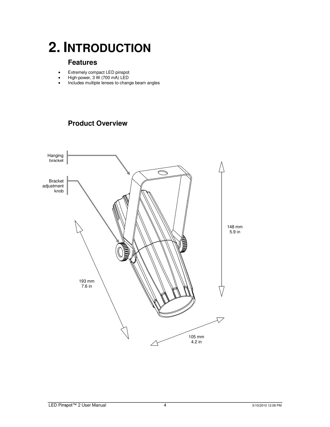 Chauvet Landscape Lighting user manual Introduction, Features, Product Overview 