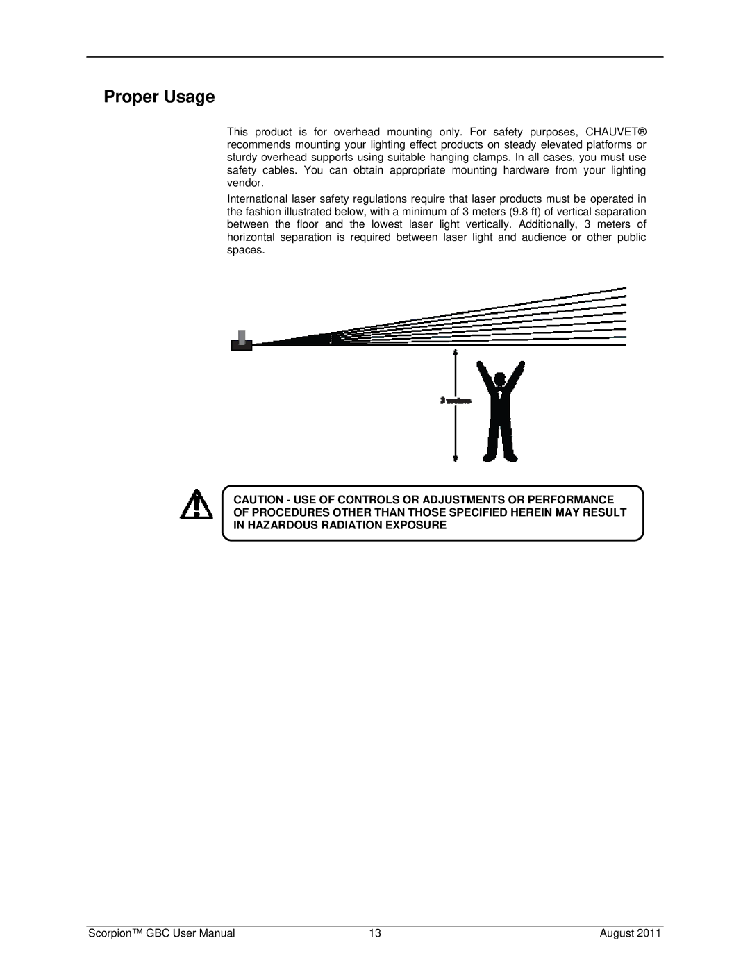 Chauvet Laser Pointer user manual Proper Usage 