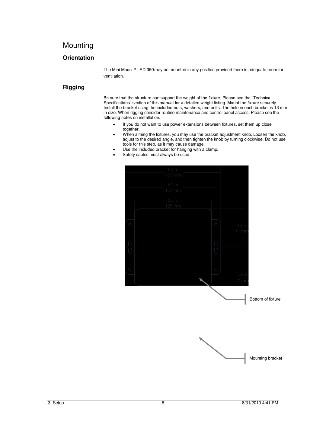 Chauvet LED 360 user manual Mounting 