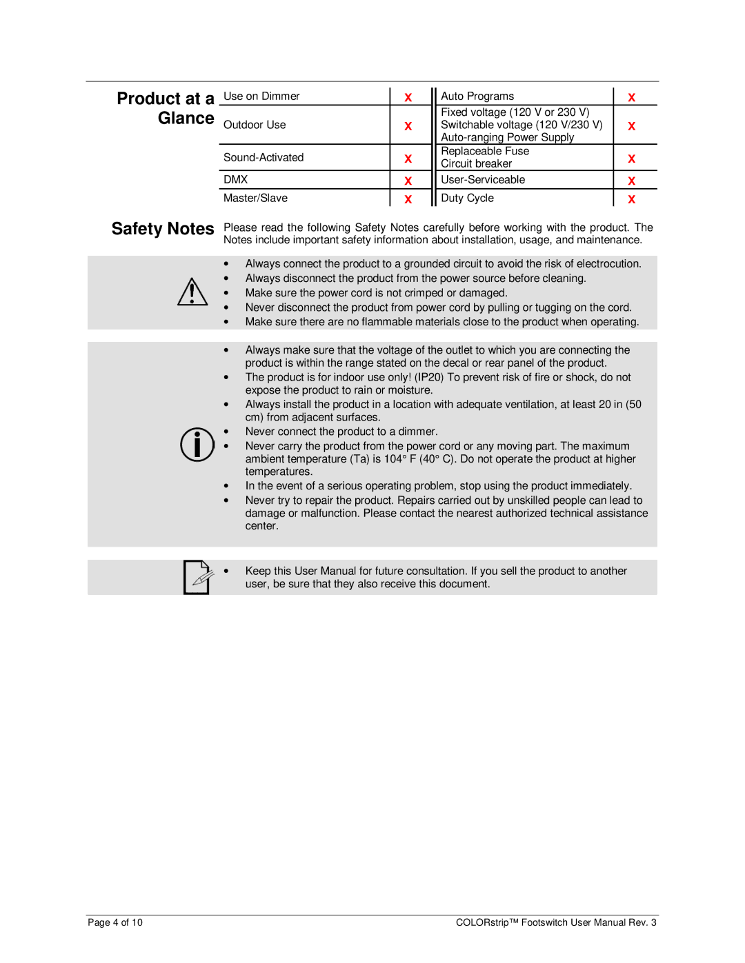 Chauvet LED-FS1 user manual Product at a Glance 