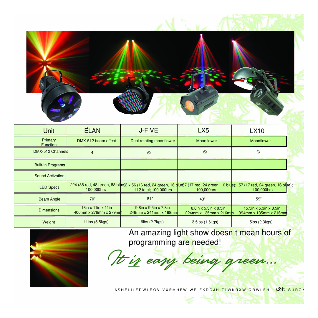 Chauvet LED Light LX5 LX10, Dual rotating moonflower Moonflower Green, 16 blue, 56 16 red, √ Total 100,000hrs 81º 43º 59º 