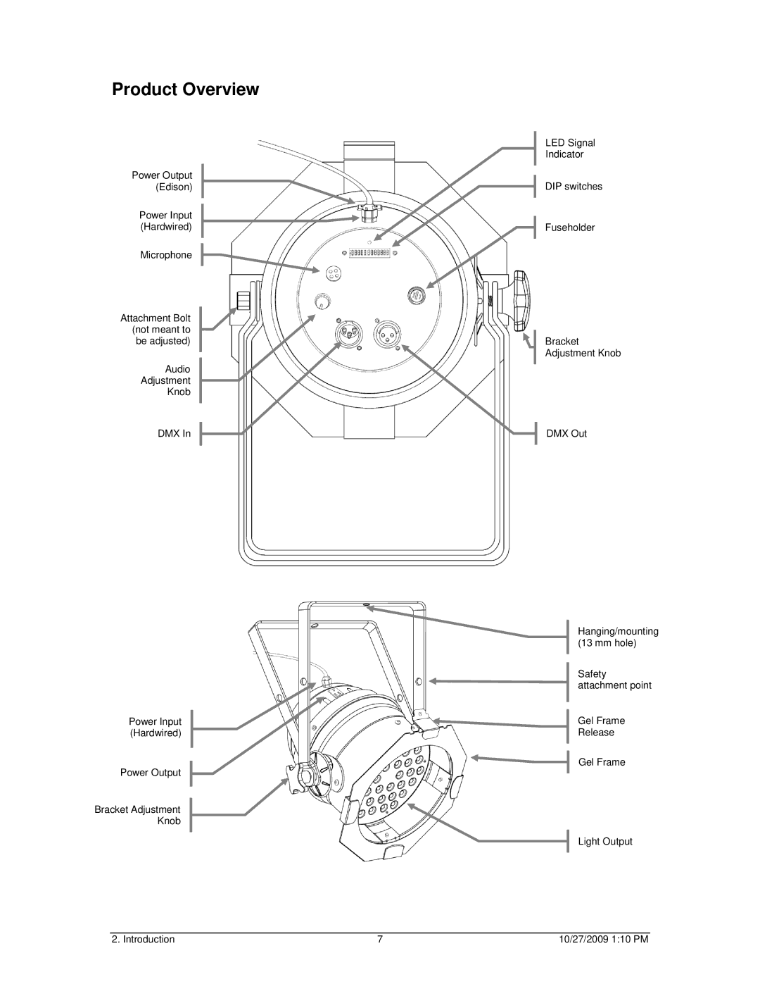 Chauvet LED PAR 64-36C, LED PAR 64-36B user manual Product Overview 