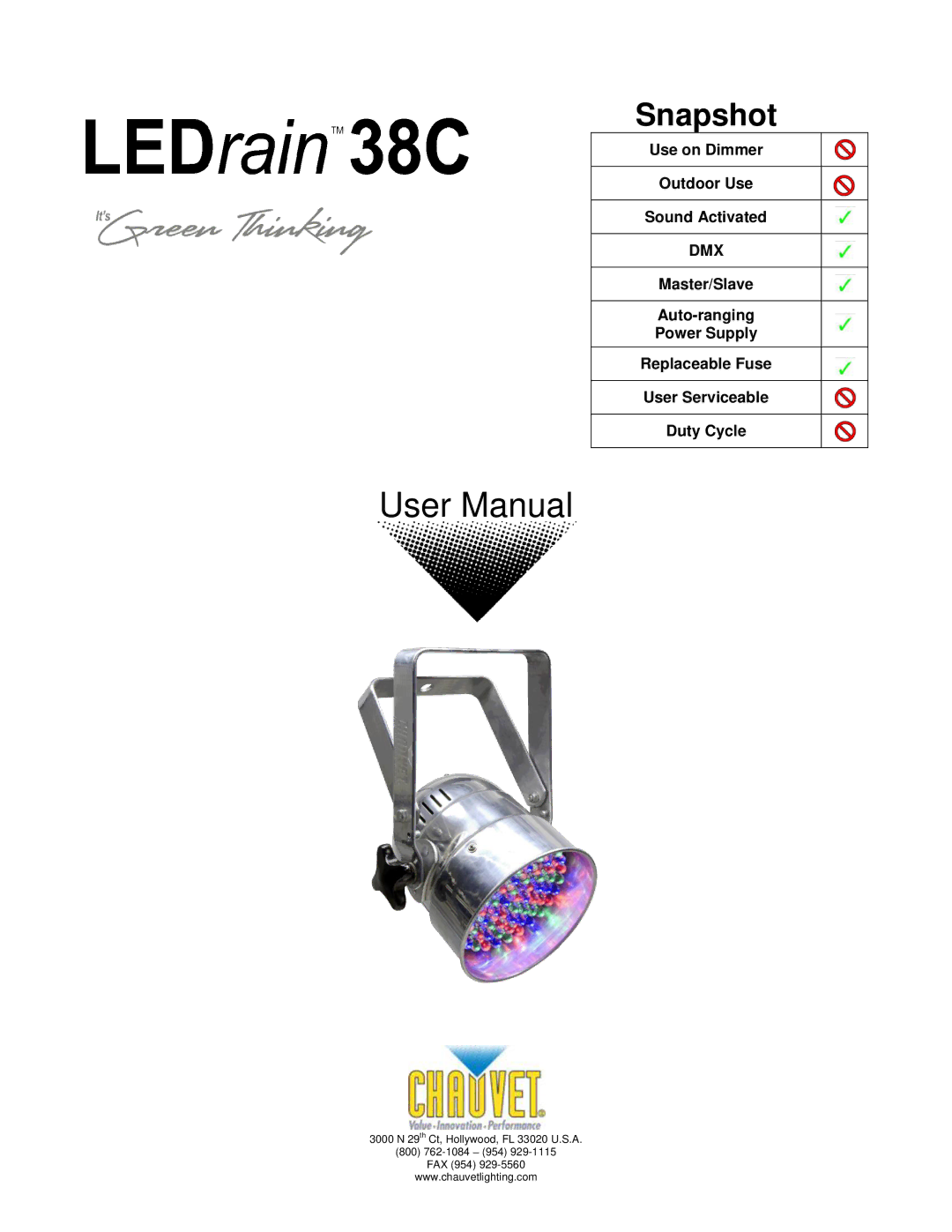 Chauvet LEDrain 38c user manual Snapshot 