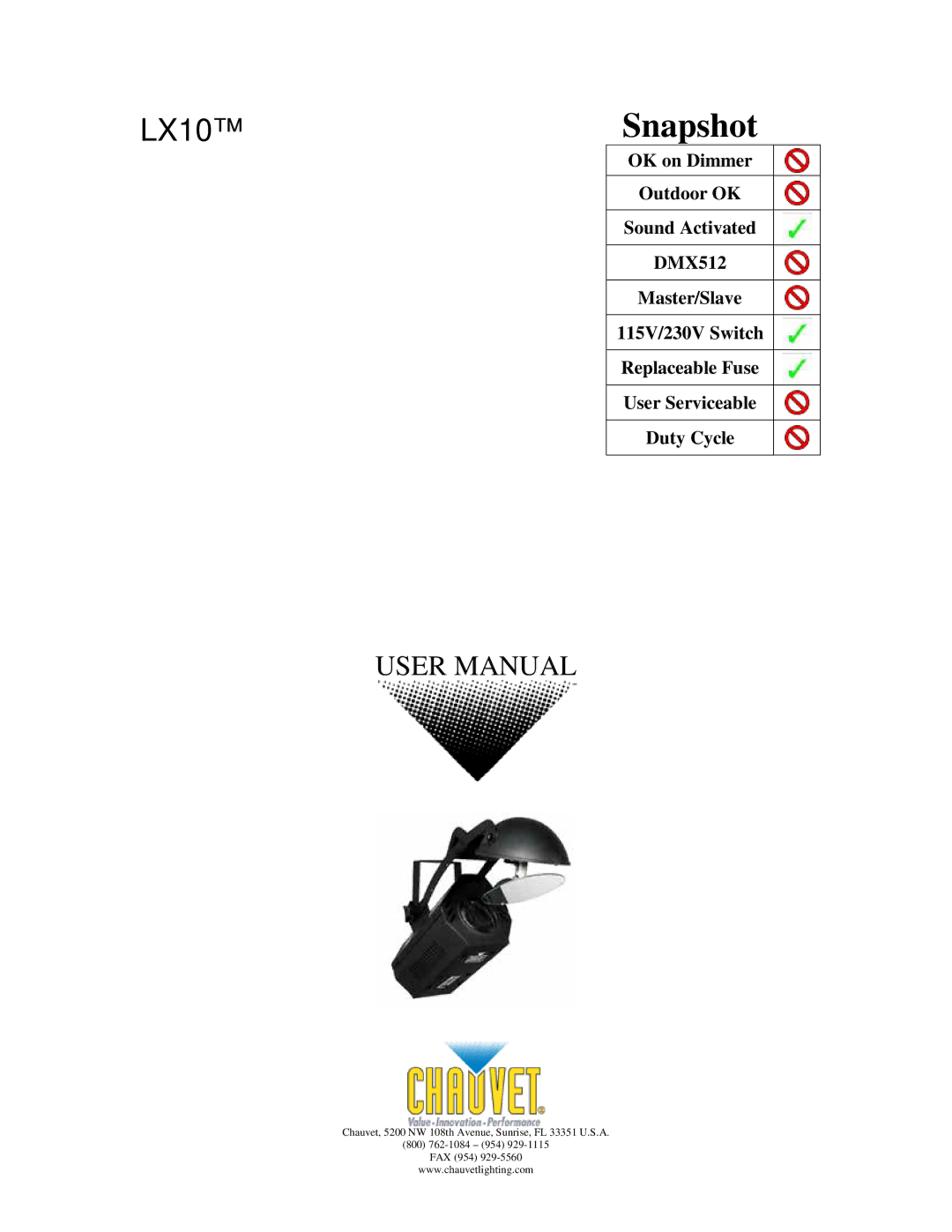 Chauvet user manual LX10Snapshot 